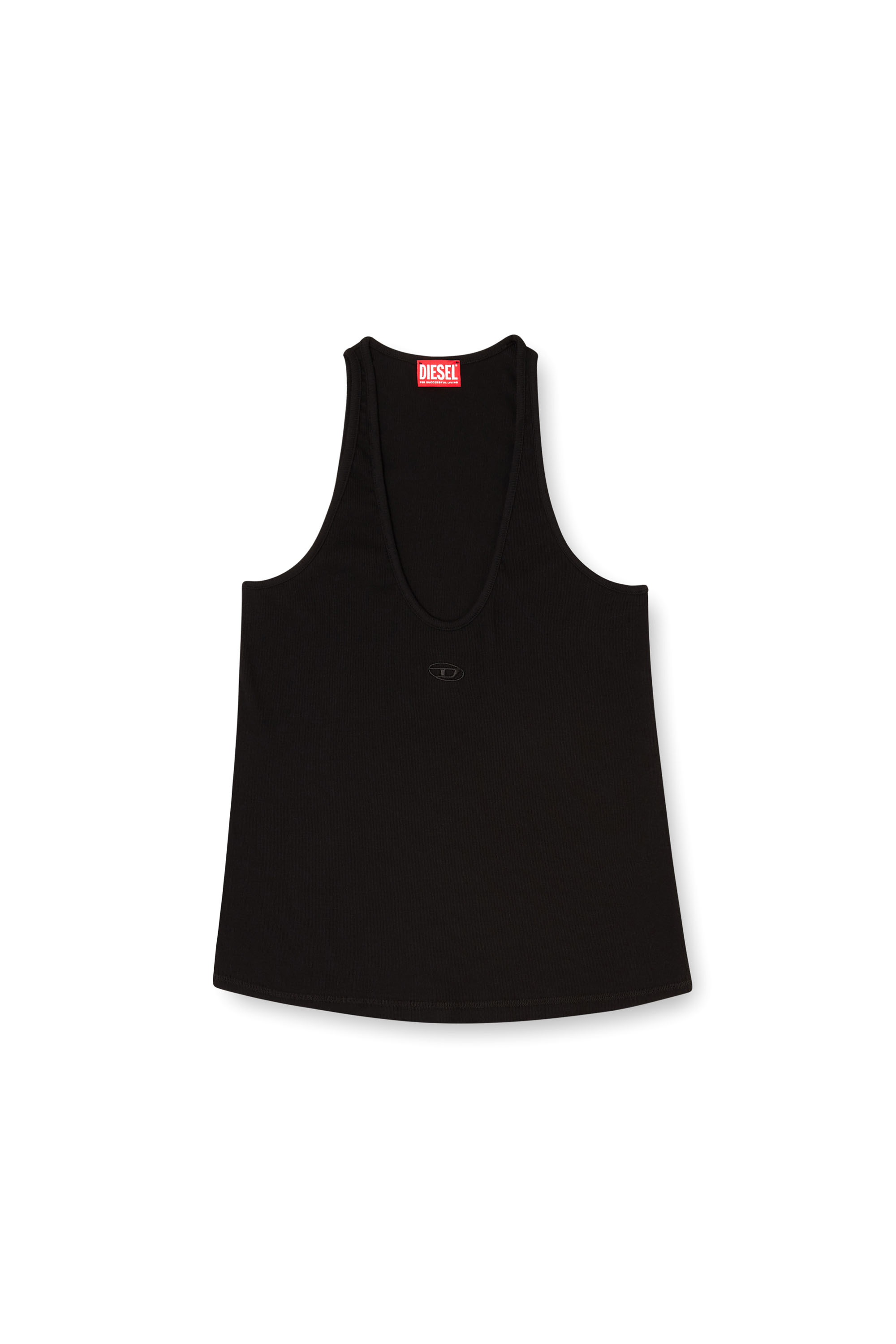 Diesel - T-IPSYA-LKDS, Woman's Ribbed tank with Oval D in Black - 3
