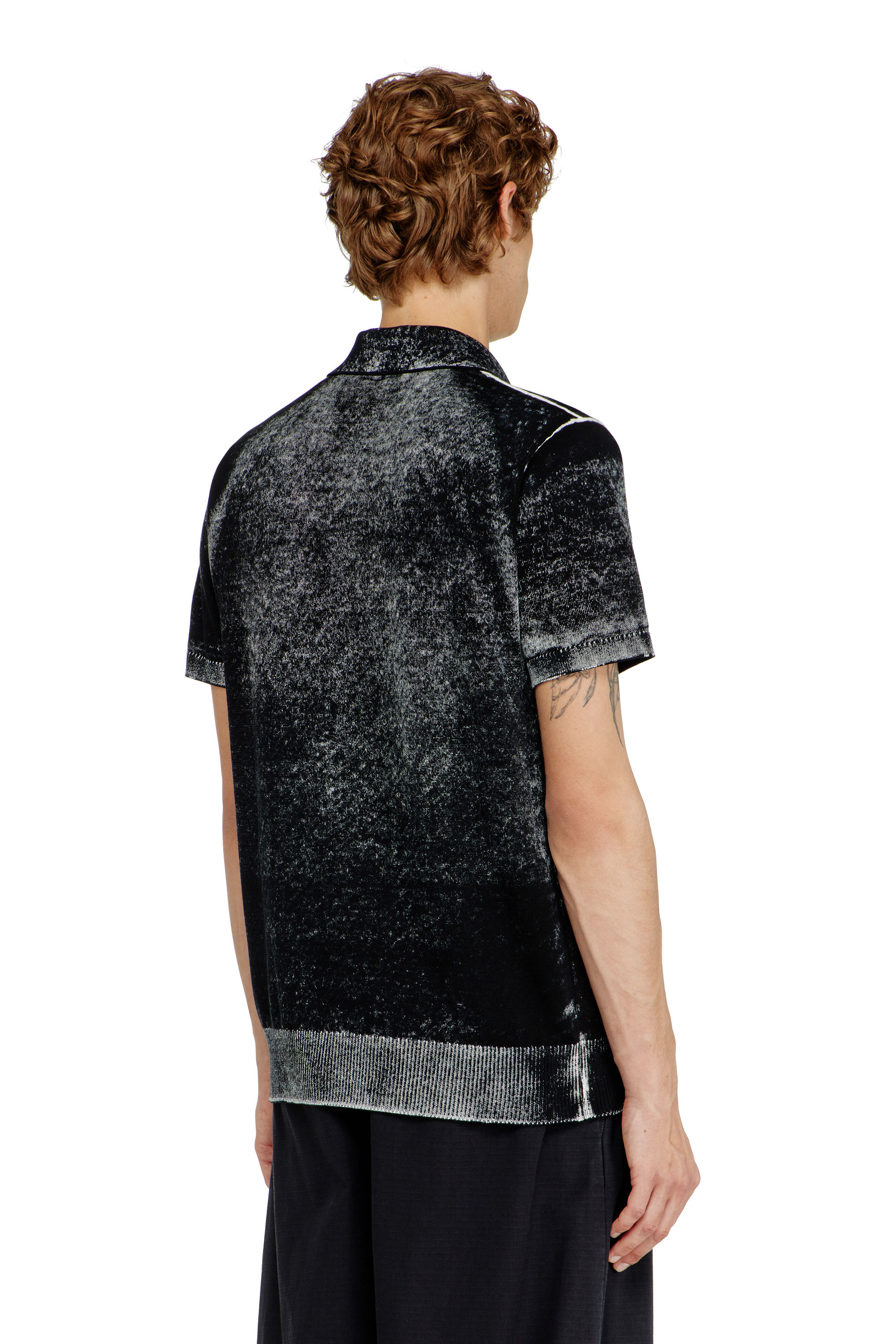 Diesel - K-LAWRIE, Man's Knit polo shirt with faded reverse print in Black - 2