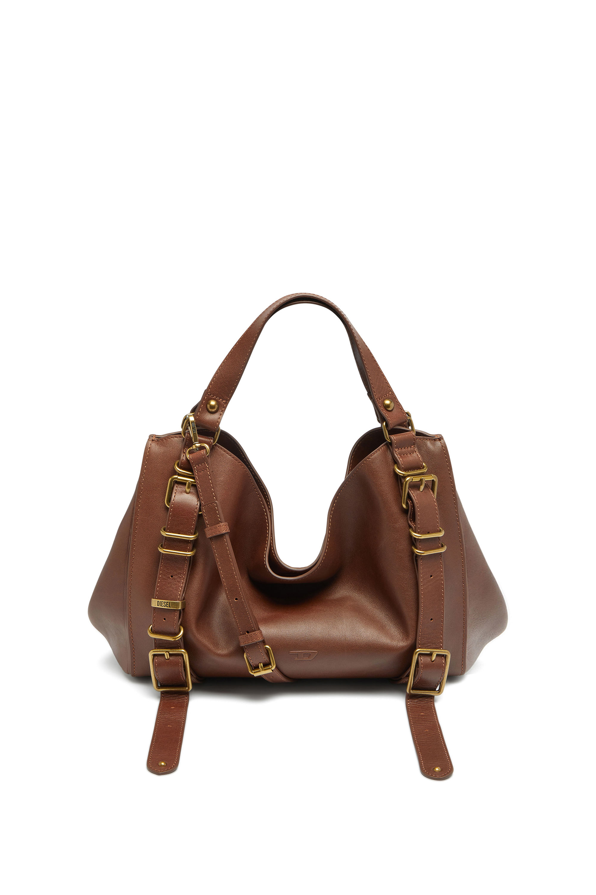 Diesel - D-ONE TOPHANDLE M, Unisex's D-One-Medium top-handle bag in treated leather in Brown - 1