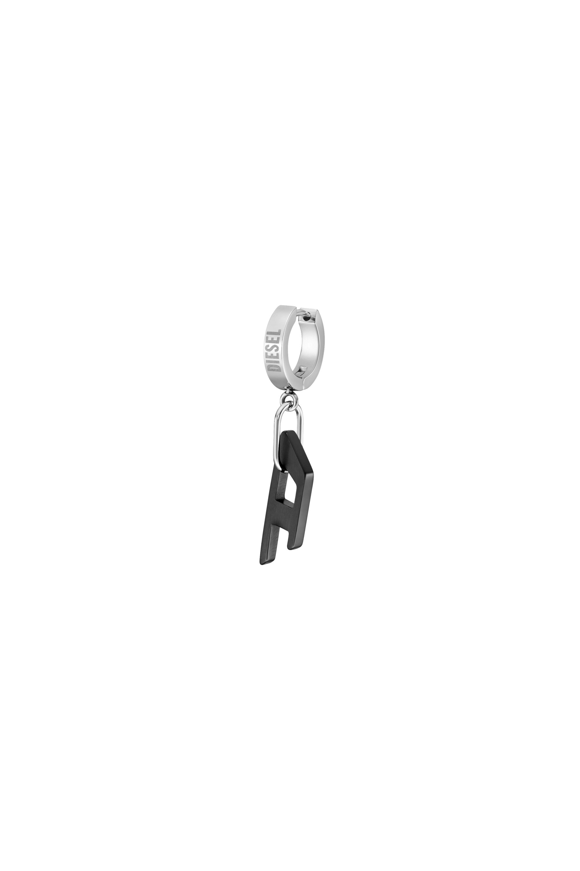 Diesel - DX1418, Unisex's Two-tone Stainless Steel single hoop earring in Black/Silver - 1