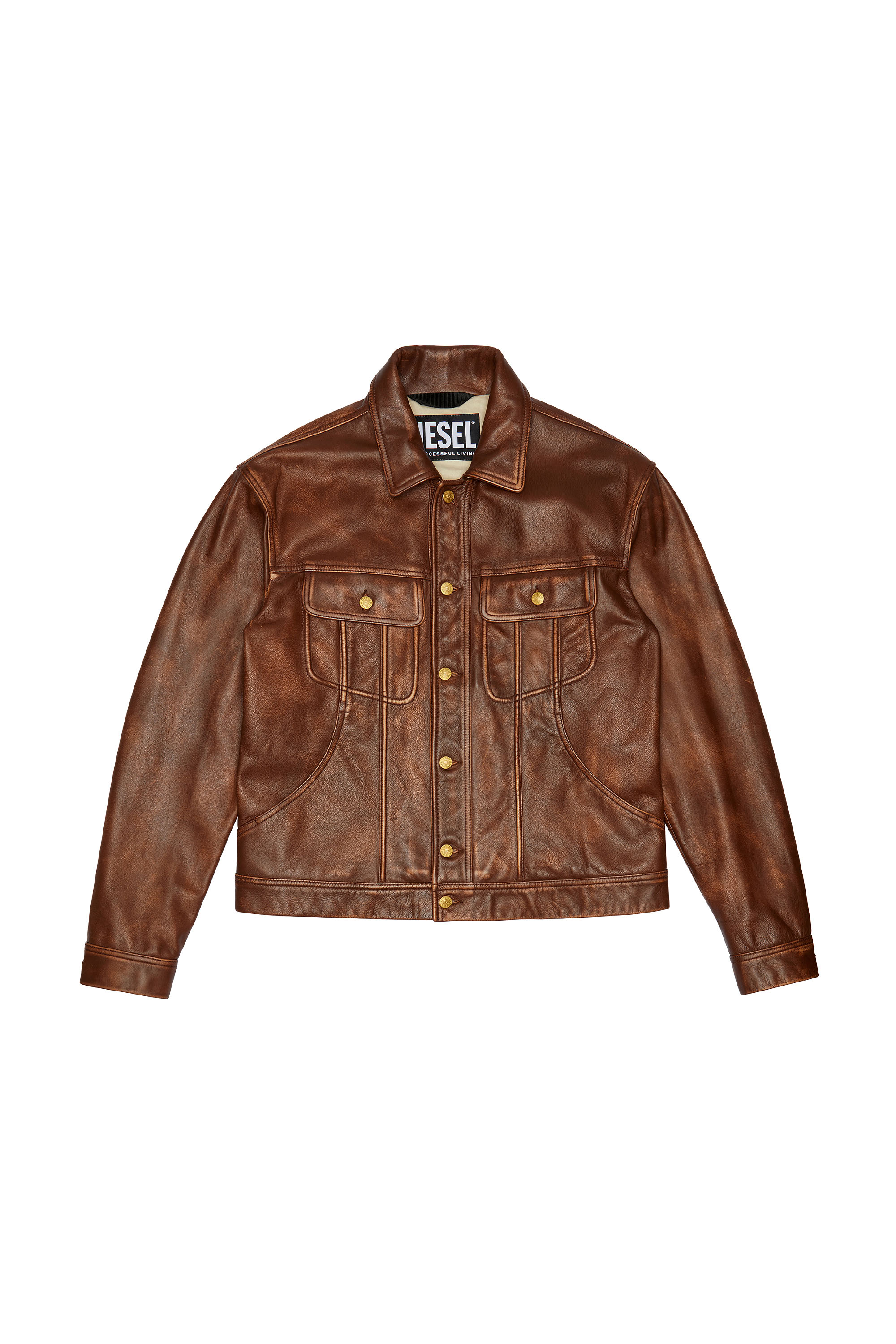 L-RILEY, Brown - Leather jackets
