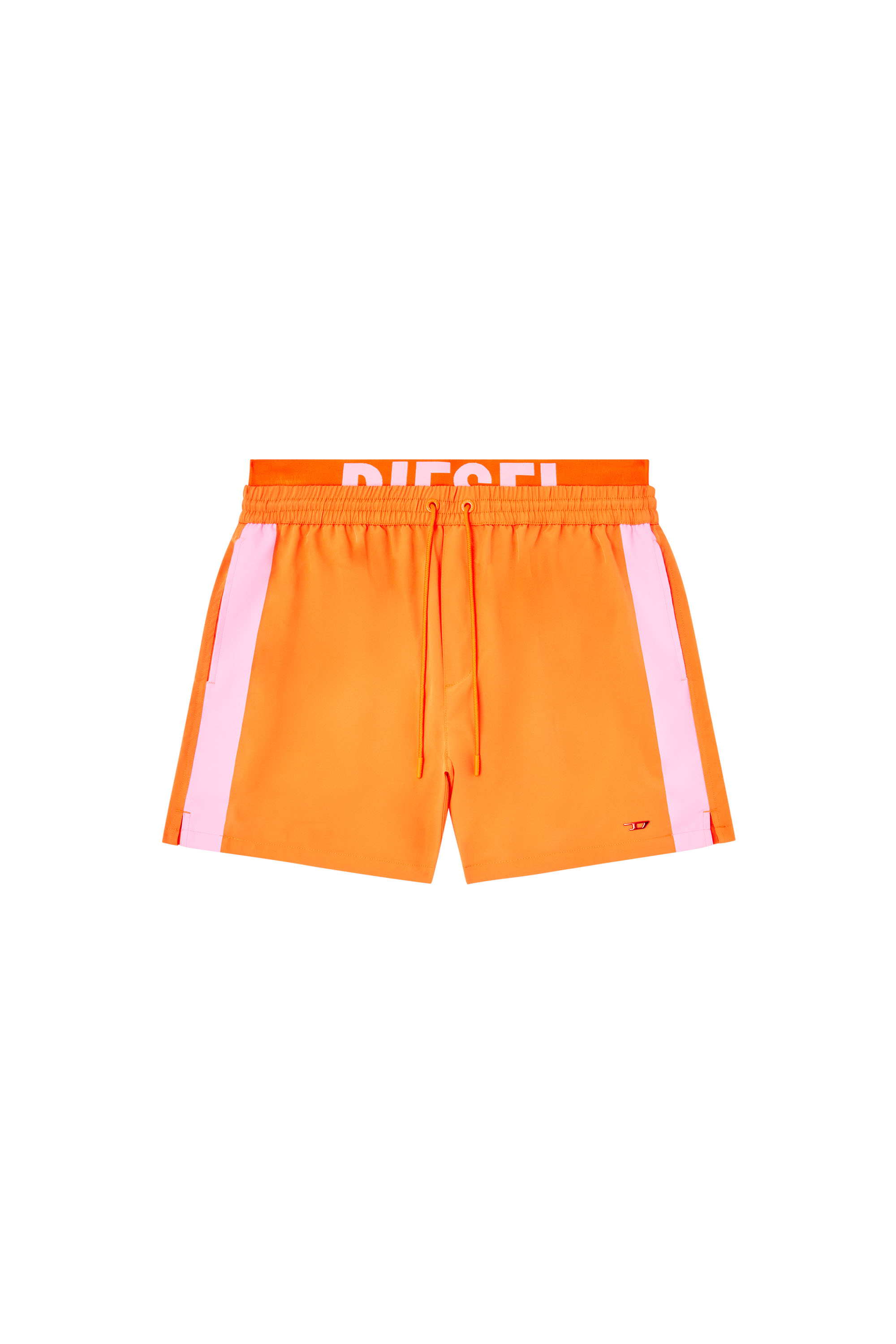 Diesel - VISPER-41-D-POP, Man's Mid-length swim shorts with hybrid waist in Orange/Pink - 3