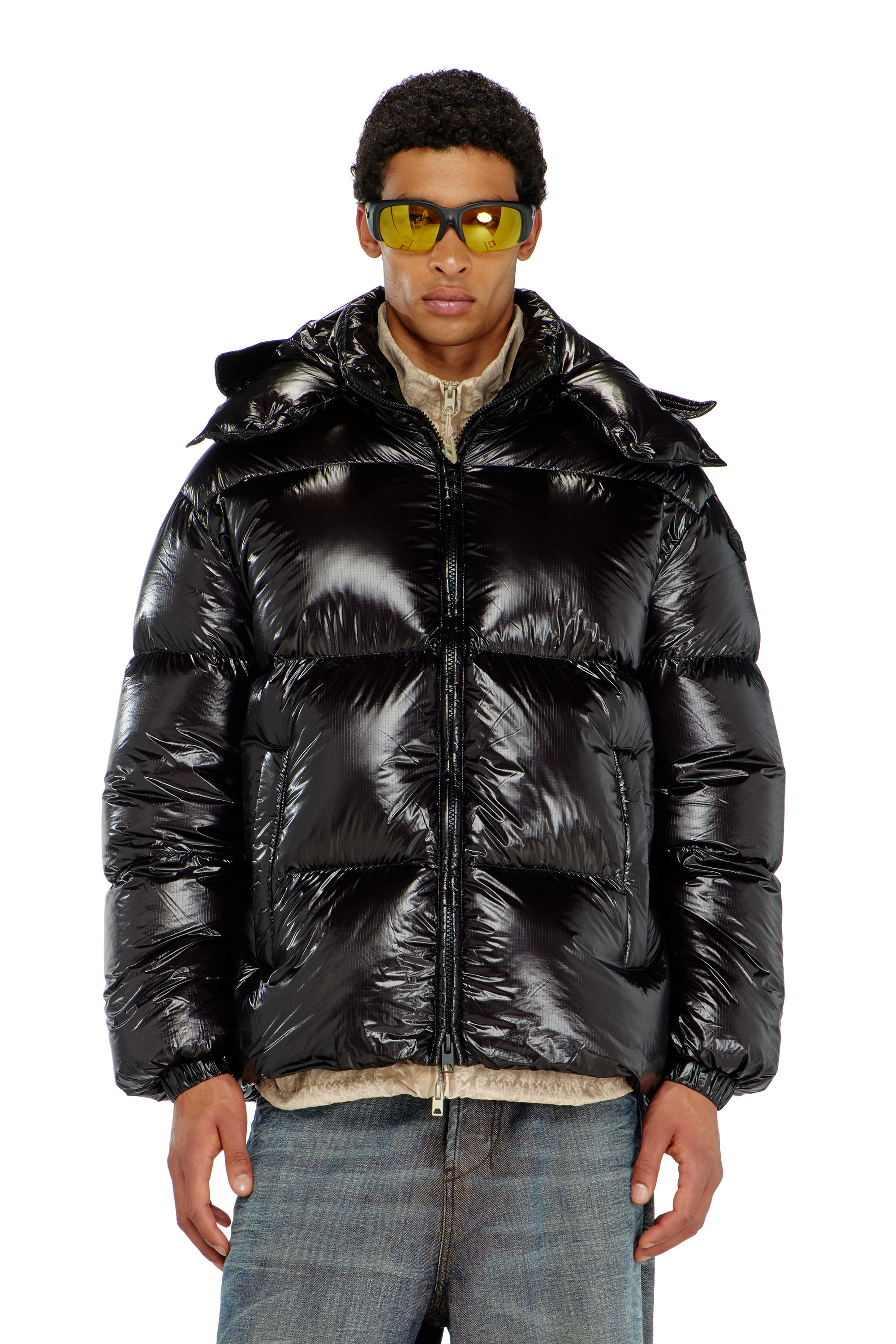 Diesel - W-ROLFYS-WRD-BKCP, Man's Down puffer jacket with detachable hood in null - 3