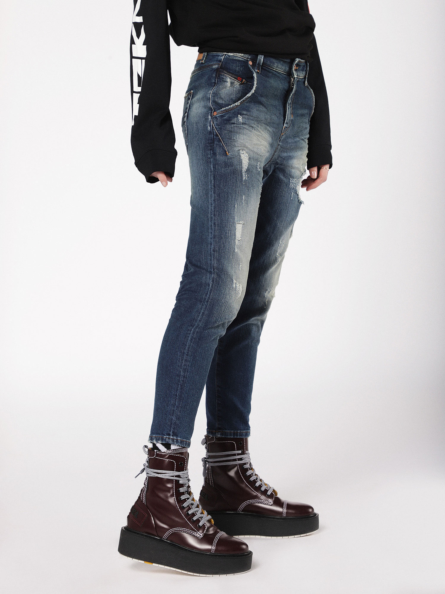 Diesel - Fayza-Evo 084UW Boyfriend Jeans, Medium blue - Image 1
