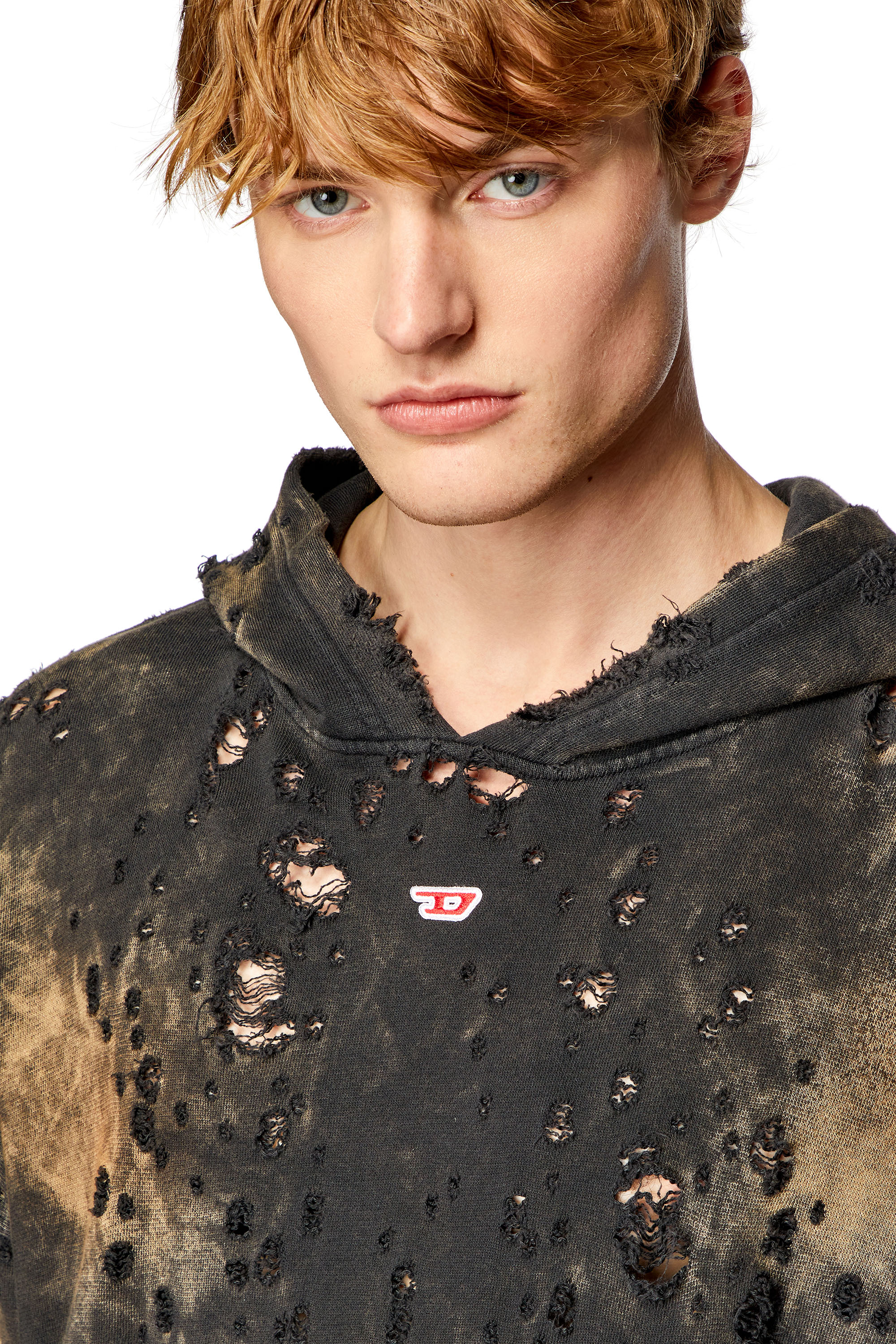 Men's Destroyed hoodie with marble-effect | Multicolor | Diesel