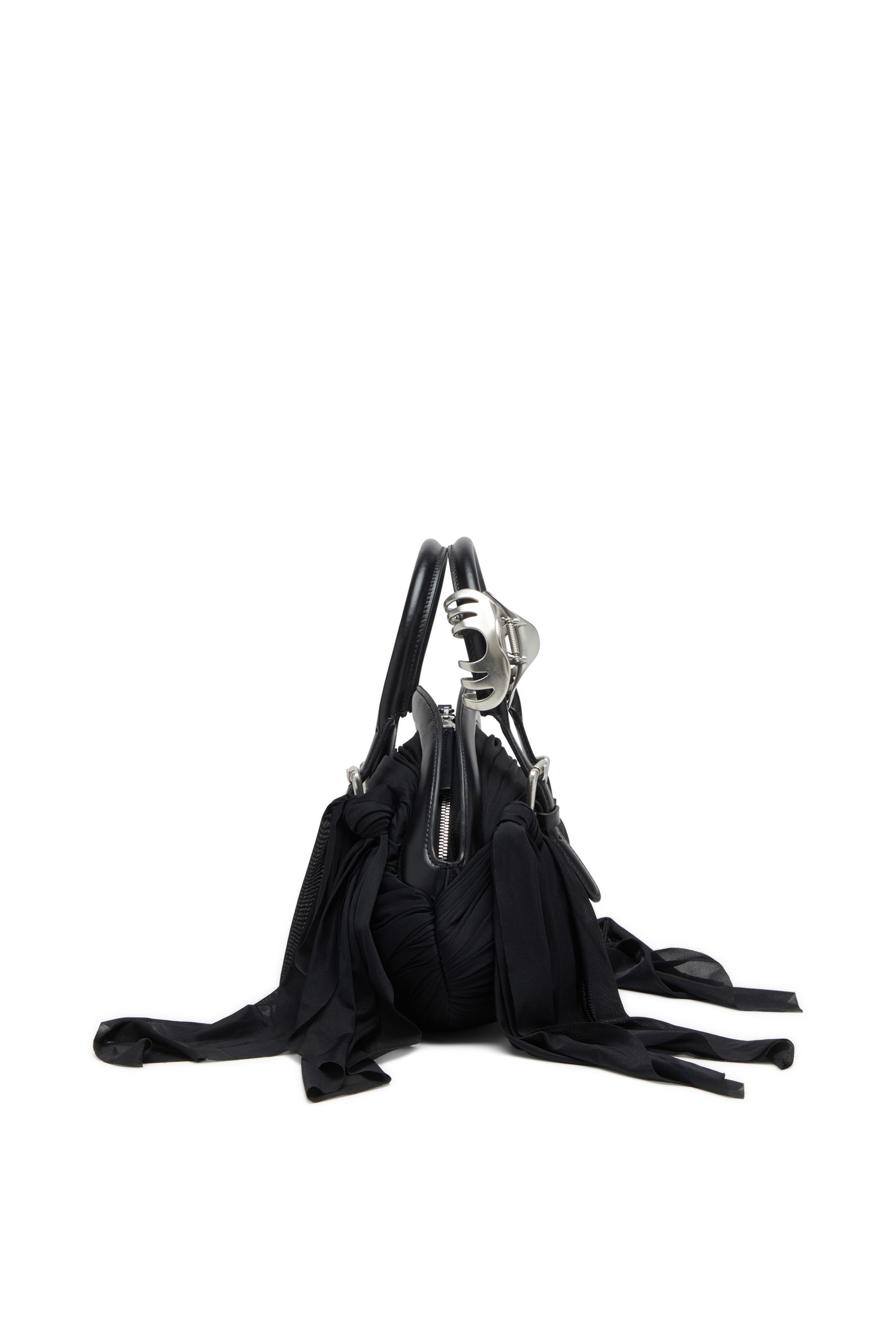 Diesel - TRASH-D TOP HANDLE, Woman's Trash-D-Bandana handbag in jersey and leather in Black - 5
