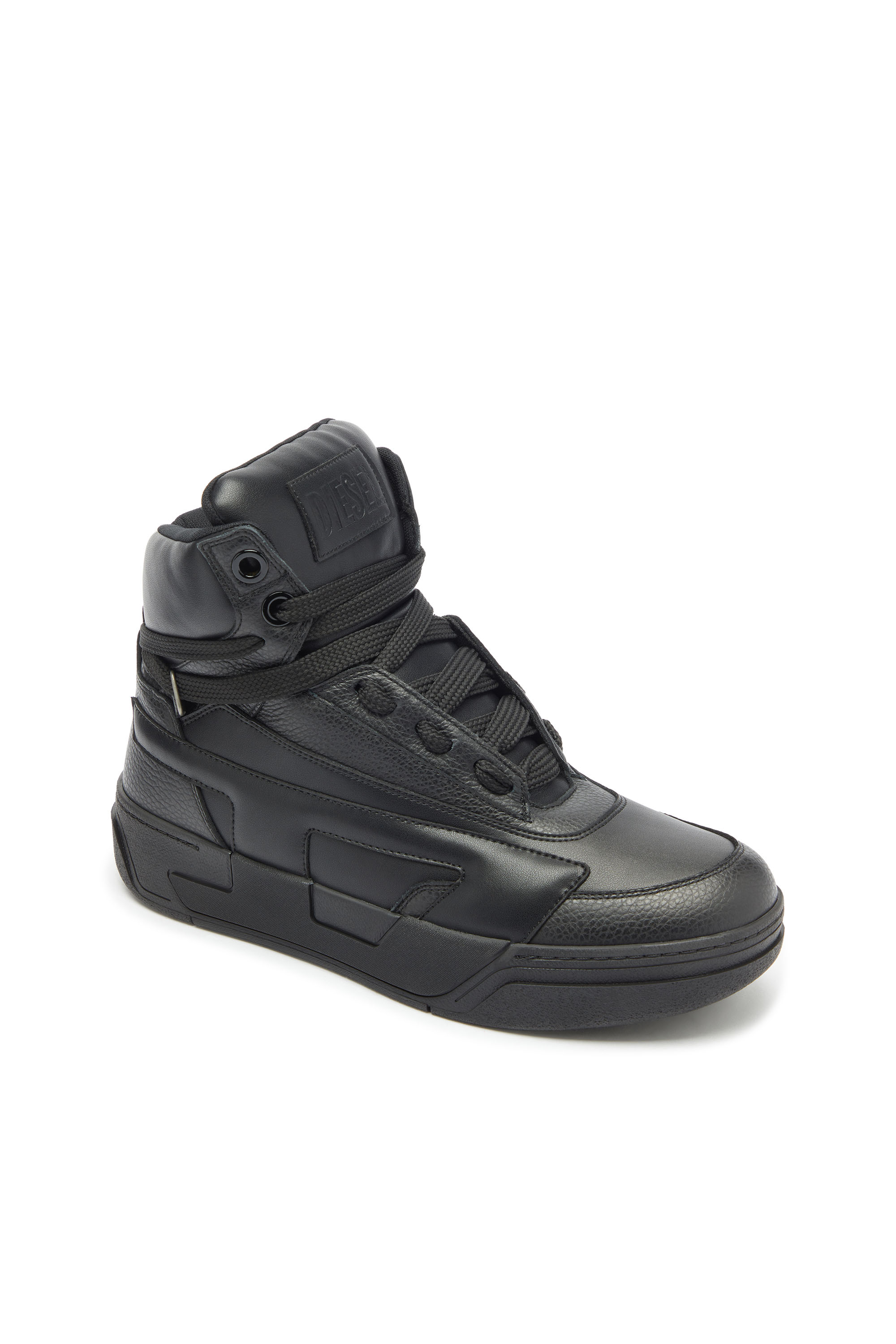Diesel - S-D-OLLIE MID, Man's S-D-Ollie - High-top leather sneakers with D logo in Black - 6