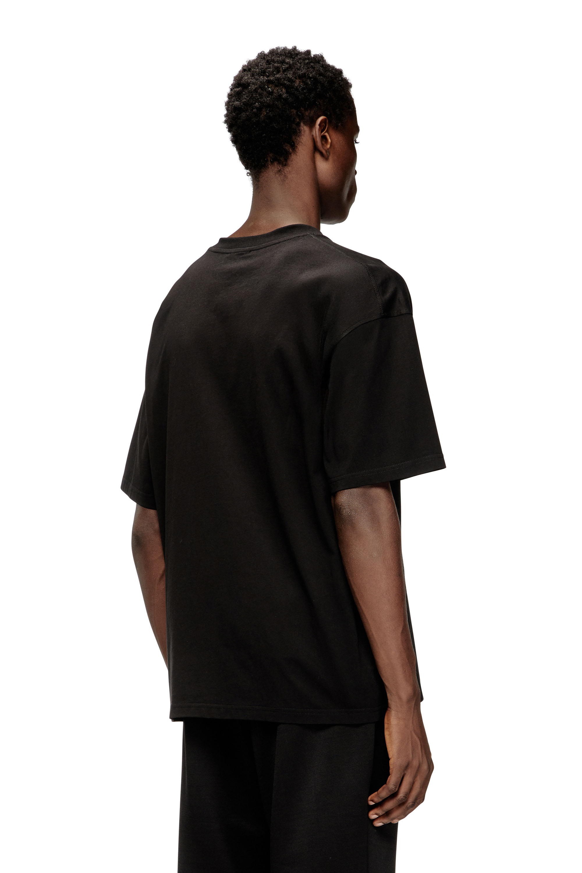 Diesel - T-BOXT-DCO, Man's Relaxed cotton T-shirt with Oval D embroidery in Black - 4