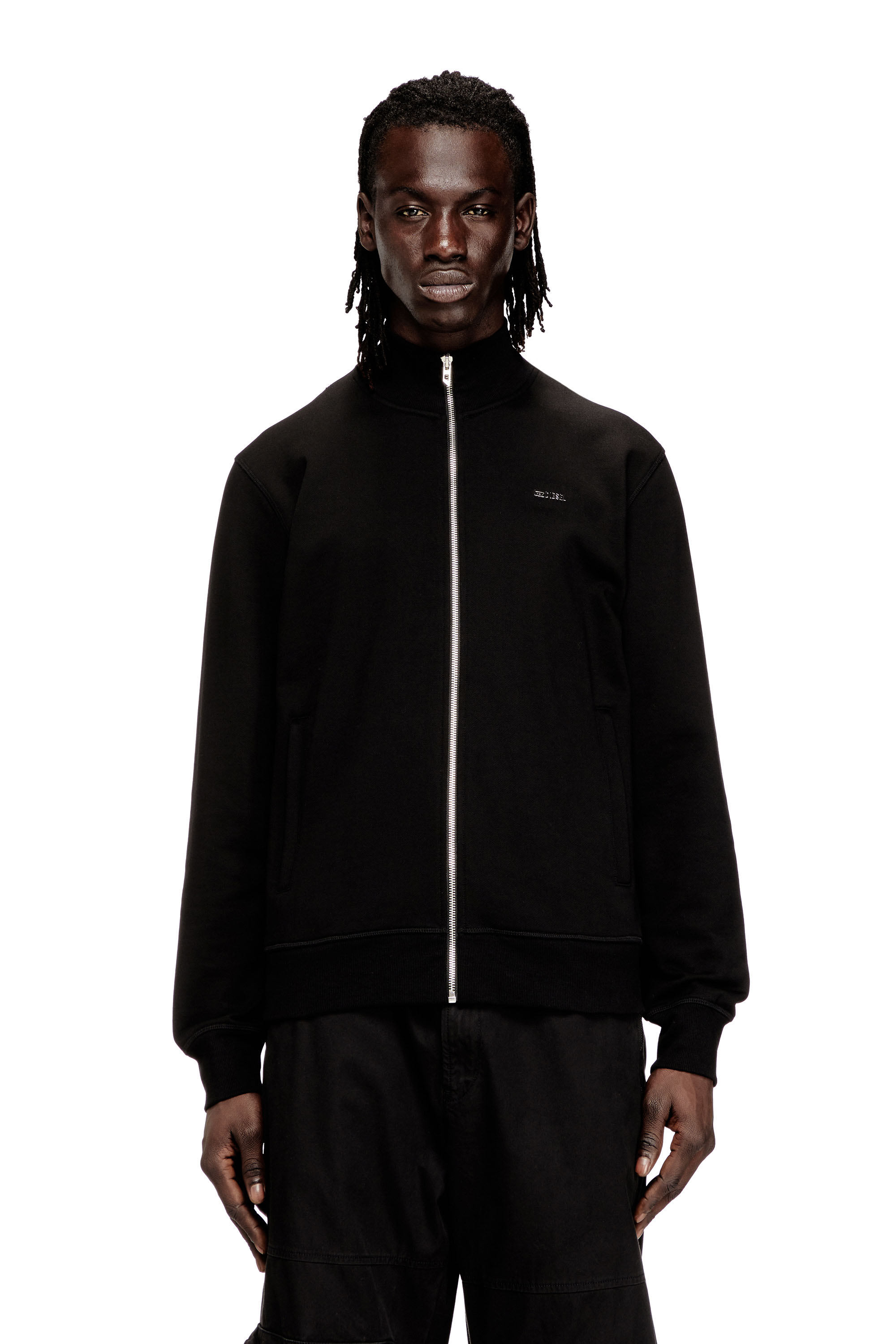 Diesel - S-LOCK-MET, Man's Zipped sweatshirt with metal Diesel plaque in Black - 3