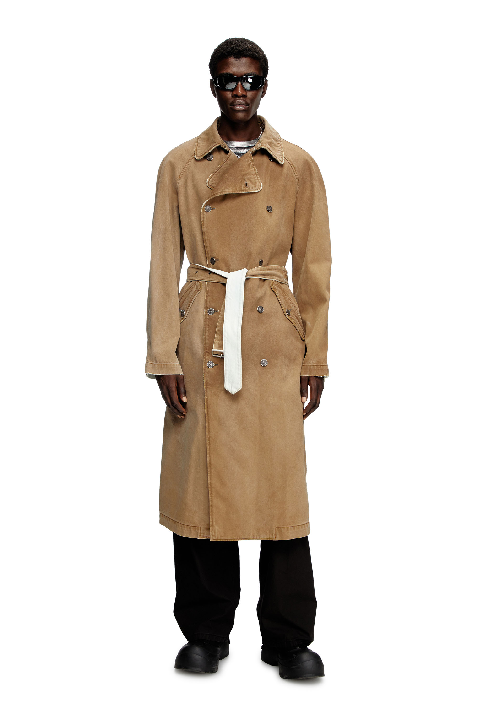 Women's Trench coat in overdirt denim | Brown | Diesel