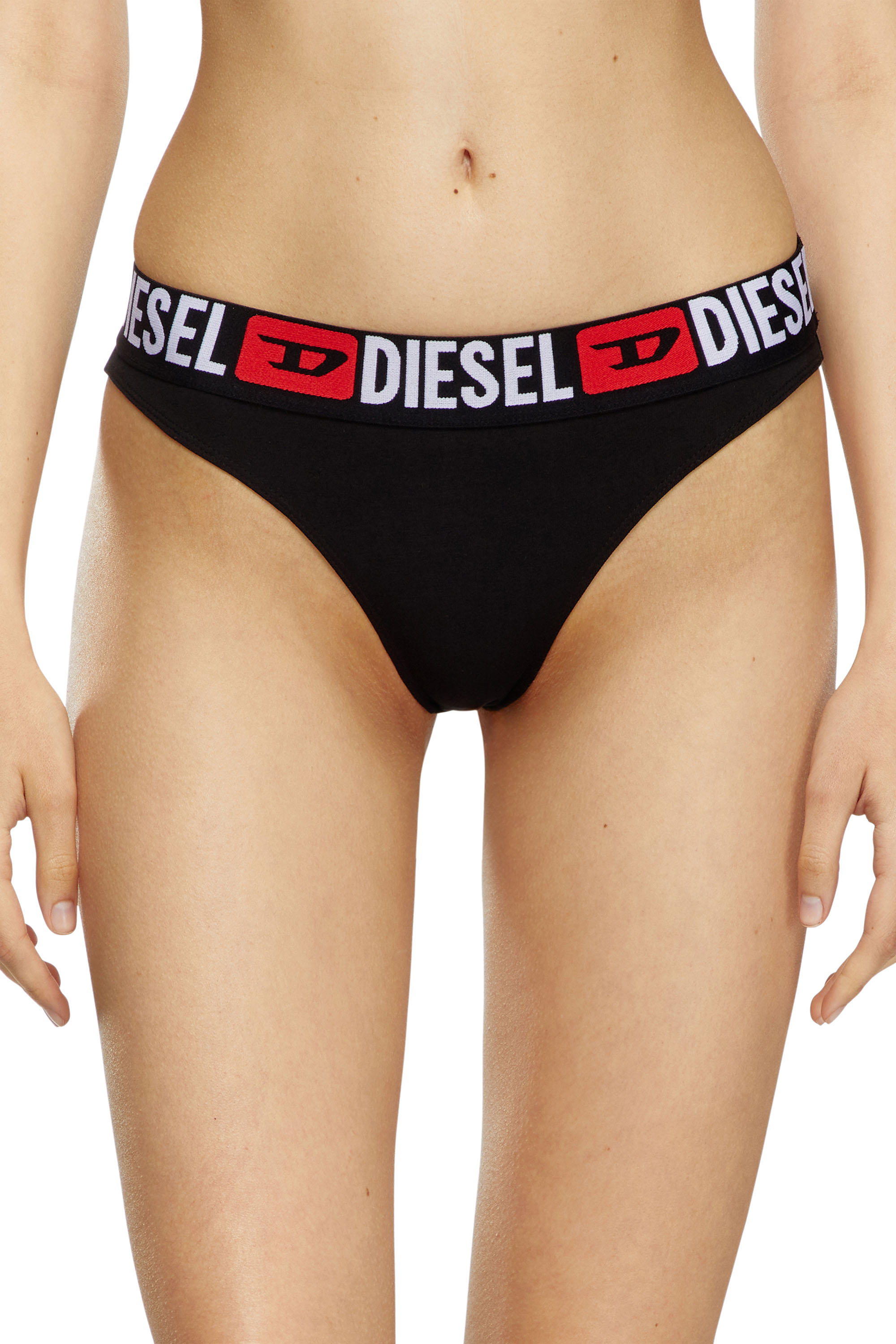 Diesel - UFPN-PANTIES-TD-THREEPACK, Woman's Three-pack briefs with logo waist in Black/Grey - 2