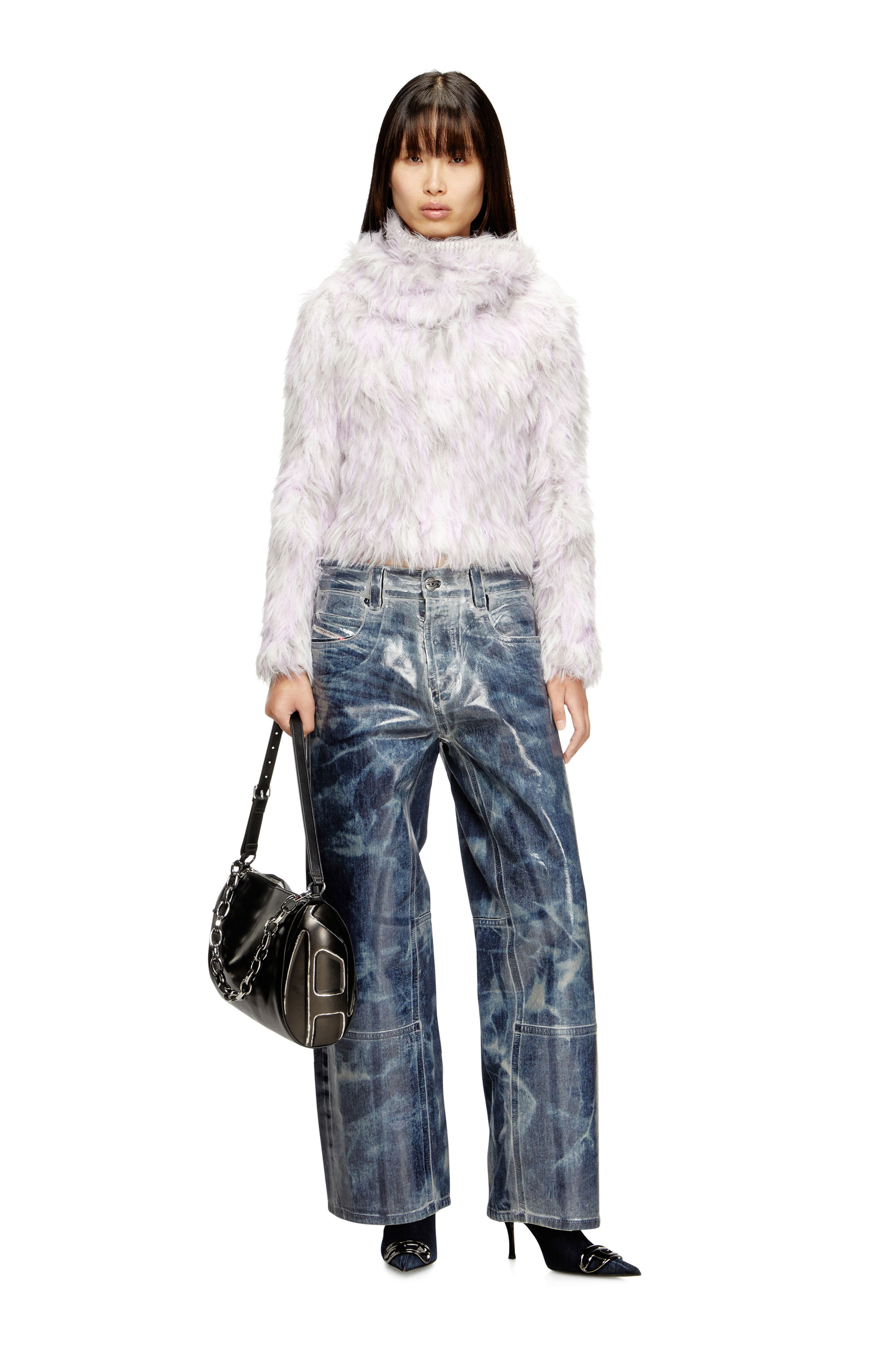 Diesel - M-ANNIKA, Woman's Fluffy jacquard-knit jumper in White - 2