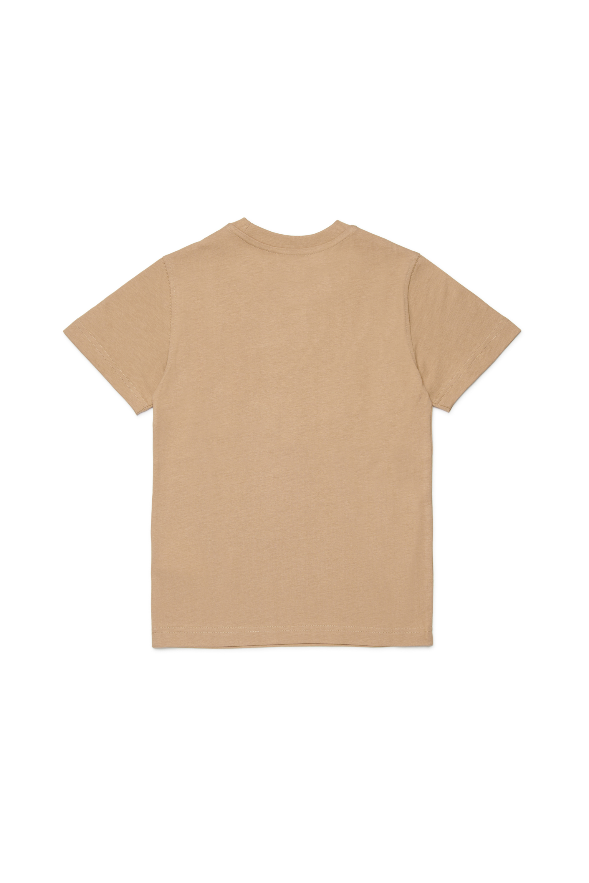 Diesel - TADJUSTMET, Man's Cotton T-shirt with metal appliqu&eacute; in Light Brown - 2