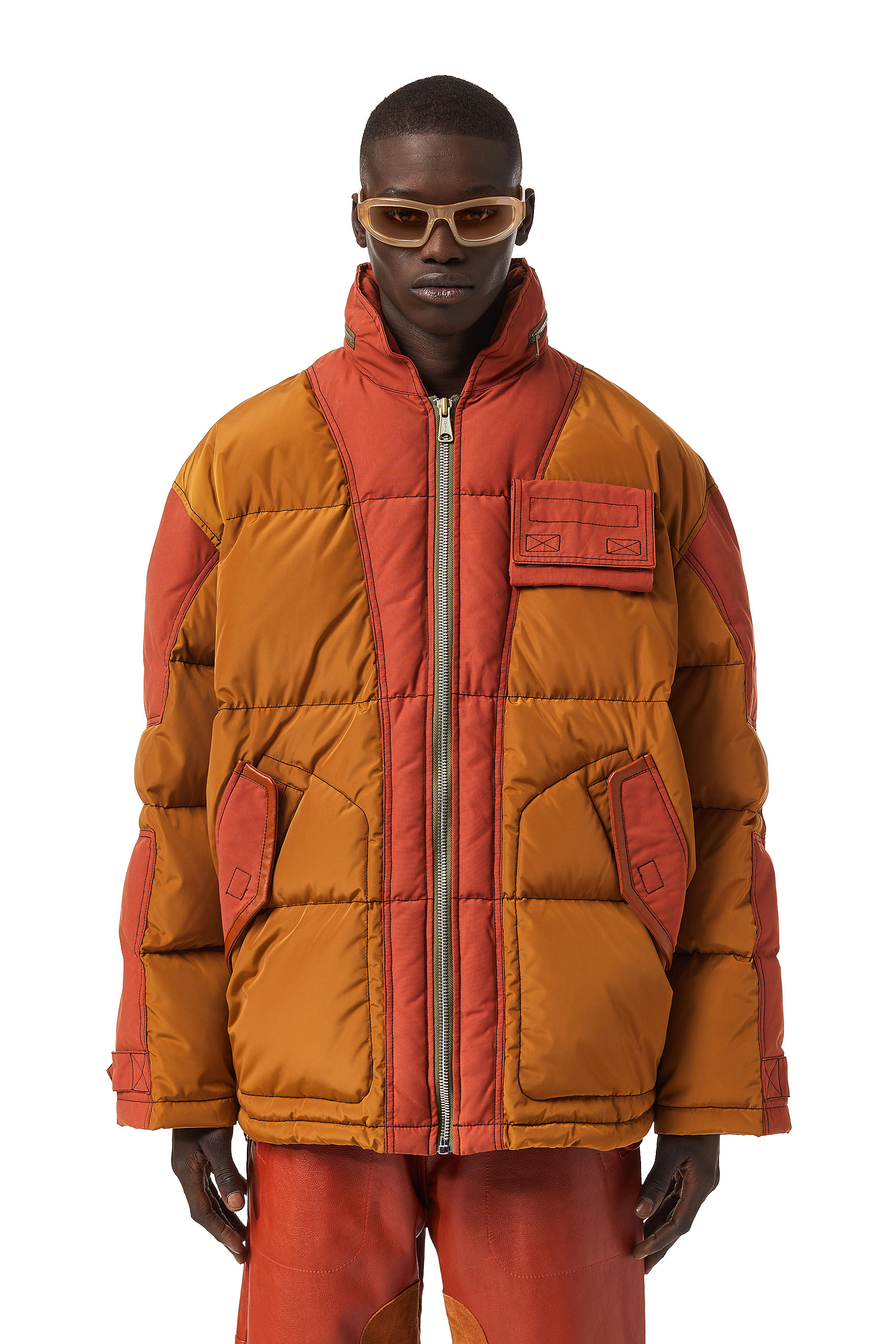 winter jackets with red patch