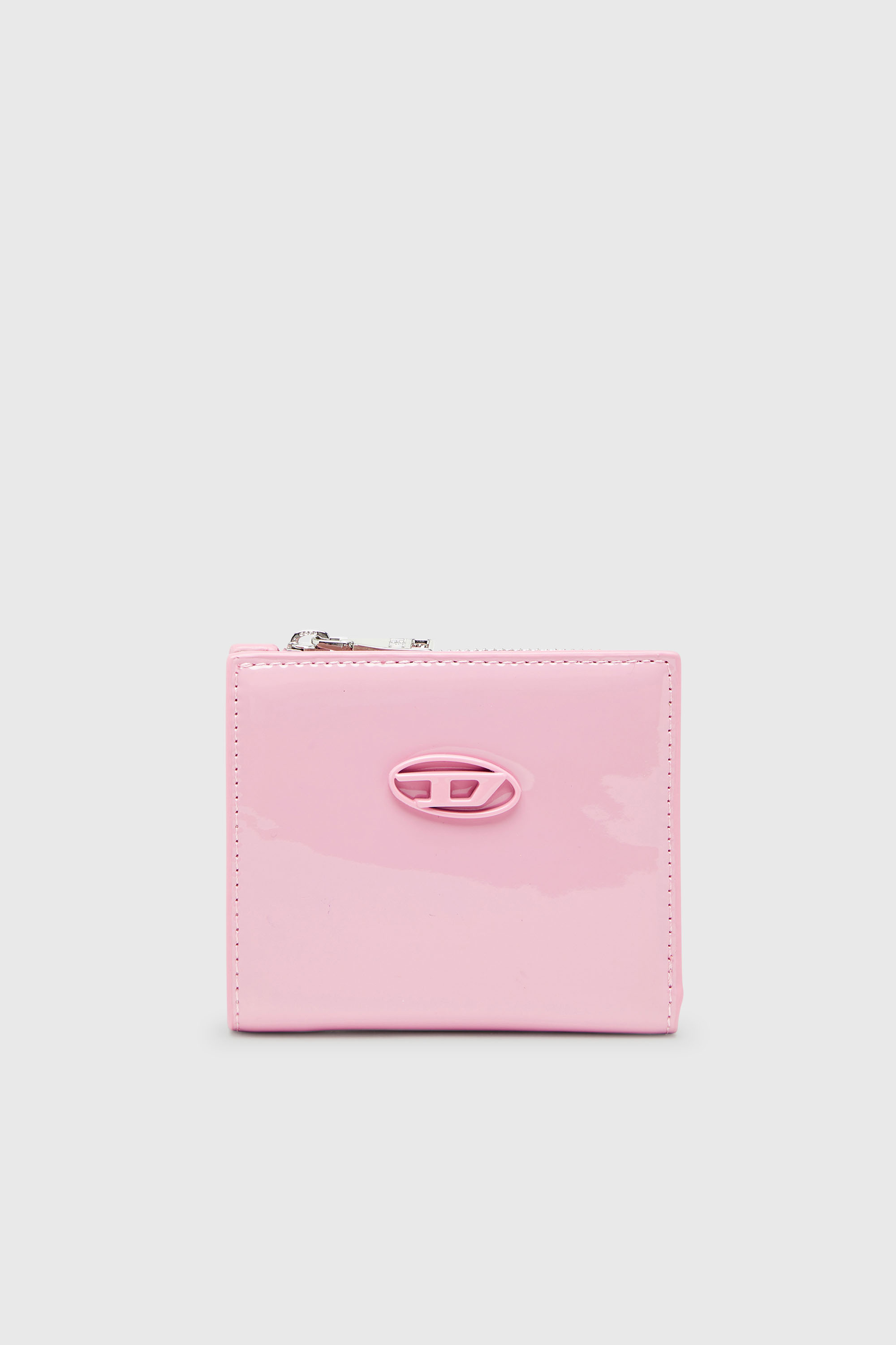 Diesel - PLAY BI FOLD ZIP L, Woman's Bi-fold wallet in glossy PU in Pink - 1