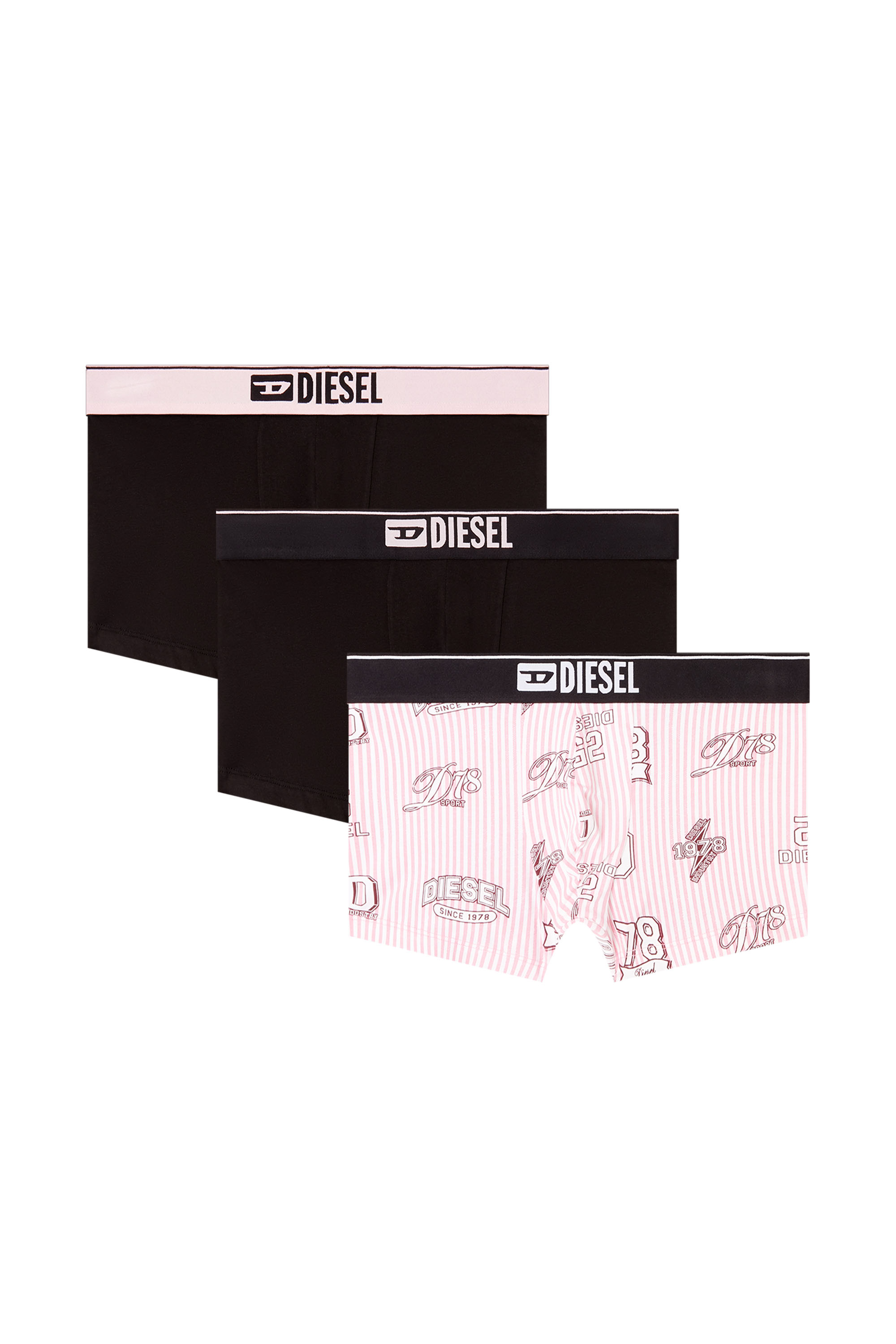 Diesel - DAMIEN-D-BOX-3PACK, Man's Three-pack of stretch cotton boxer briefs with all-over print in Black/White - 4