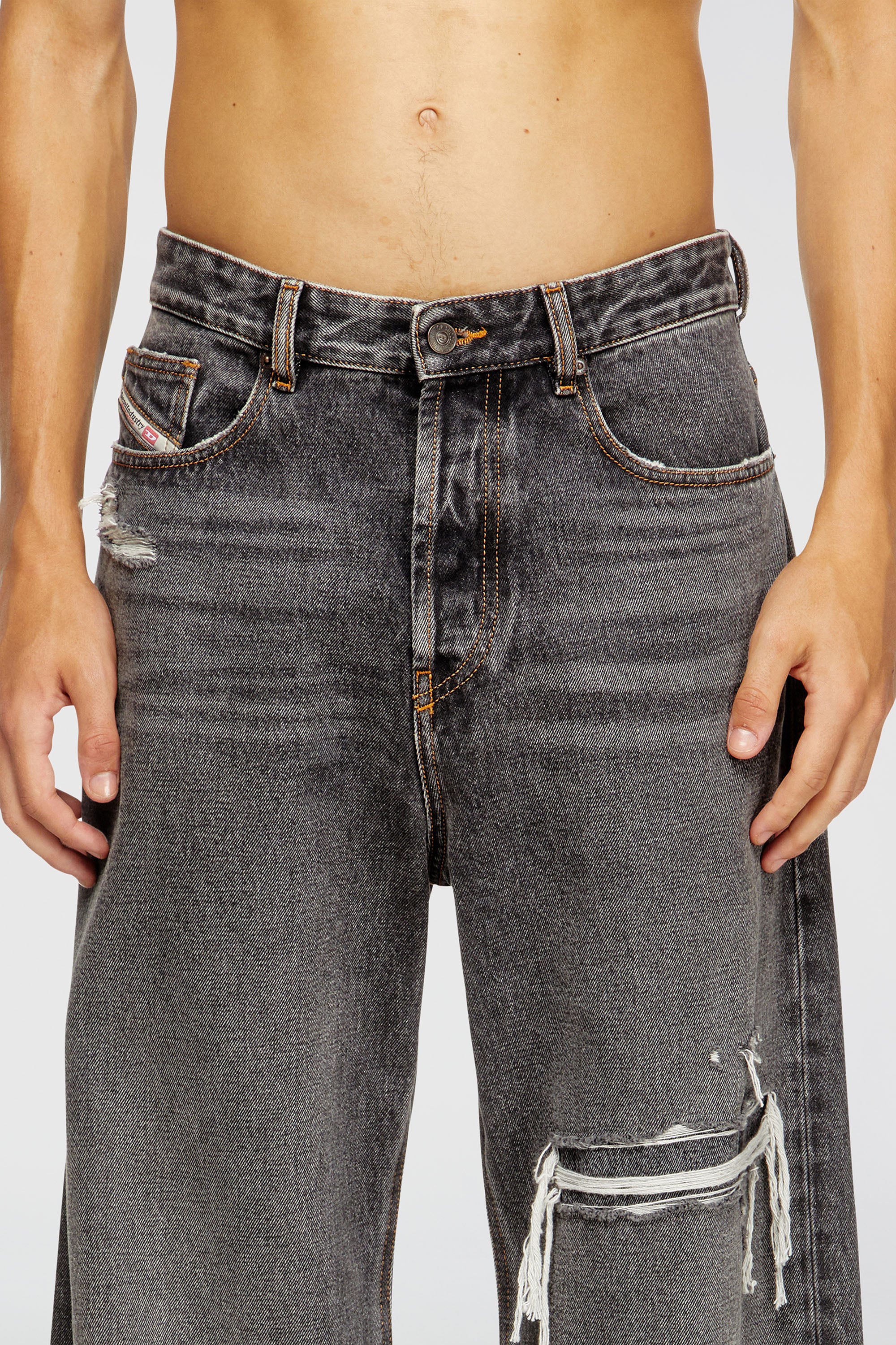 DIESEL D-Rise バギーデニム D-RISE Man: Oversized Regular Black/Dark grey Jeans | Diesel