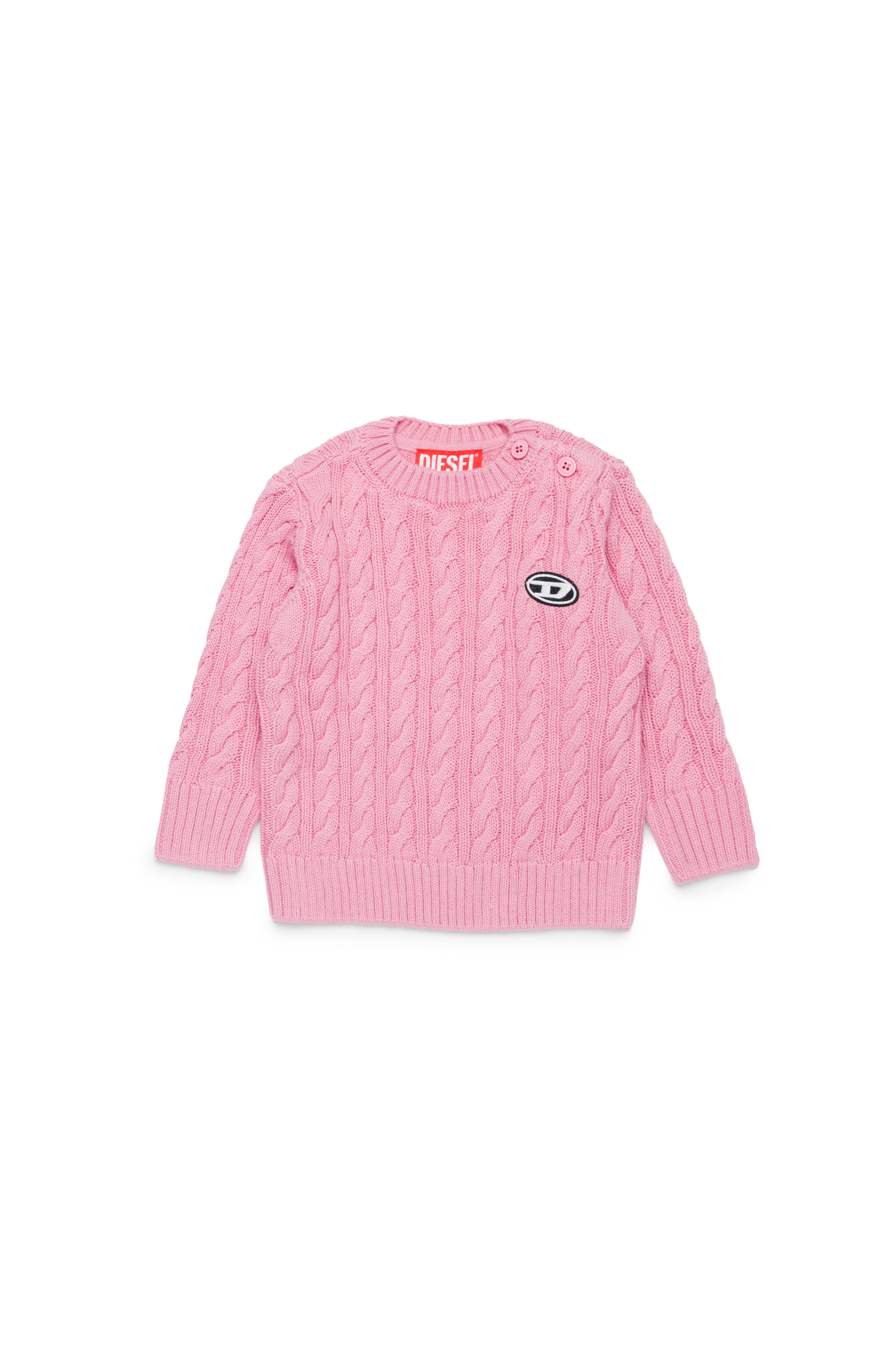 Diesel - KBAMBYB, Unisex's Cotton jumper with Oval D patch in Pink - 1