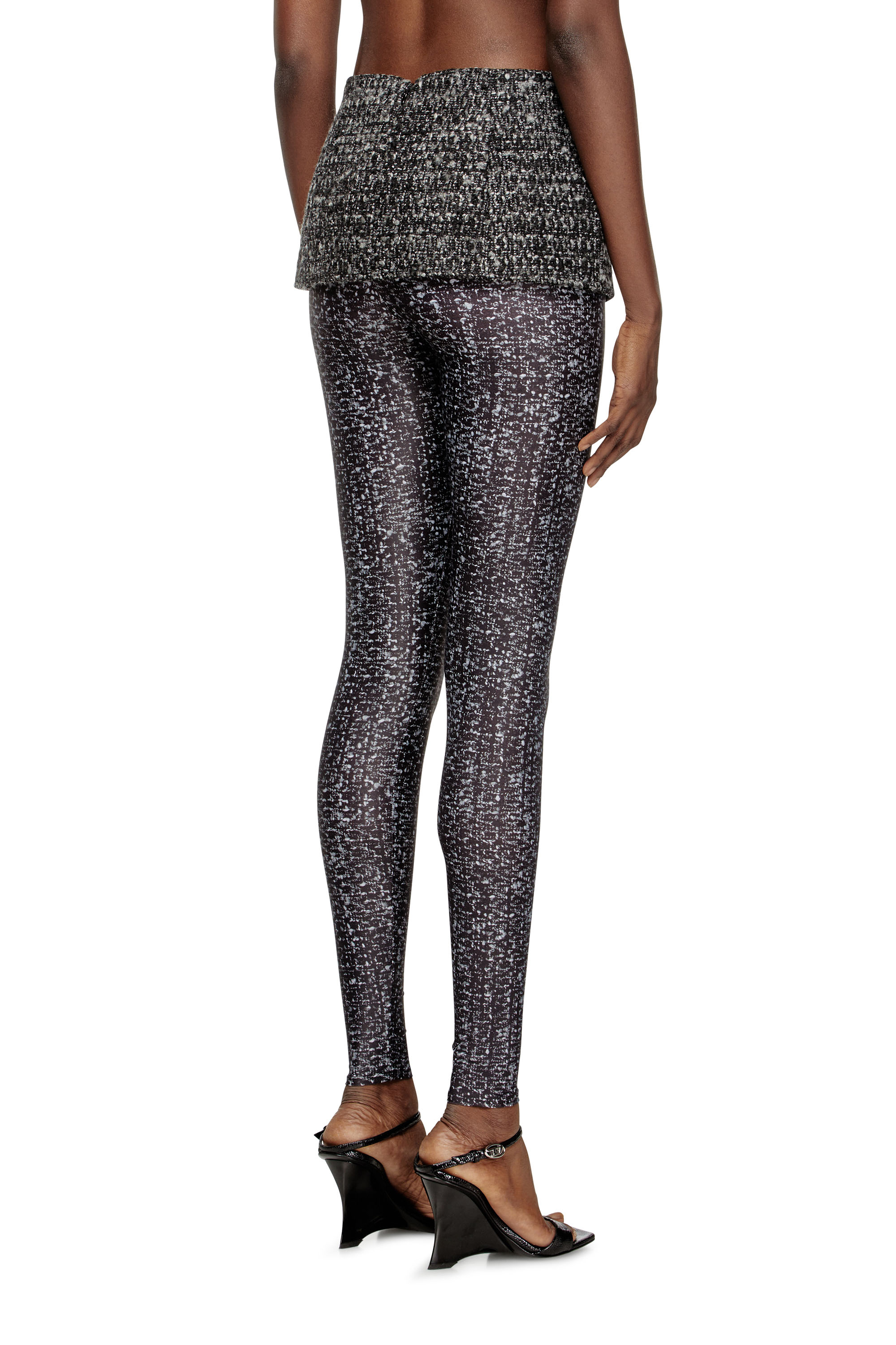 Diesel - P-HOUR, Woman's Bouclé skirt with leggings in Black - 4