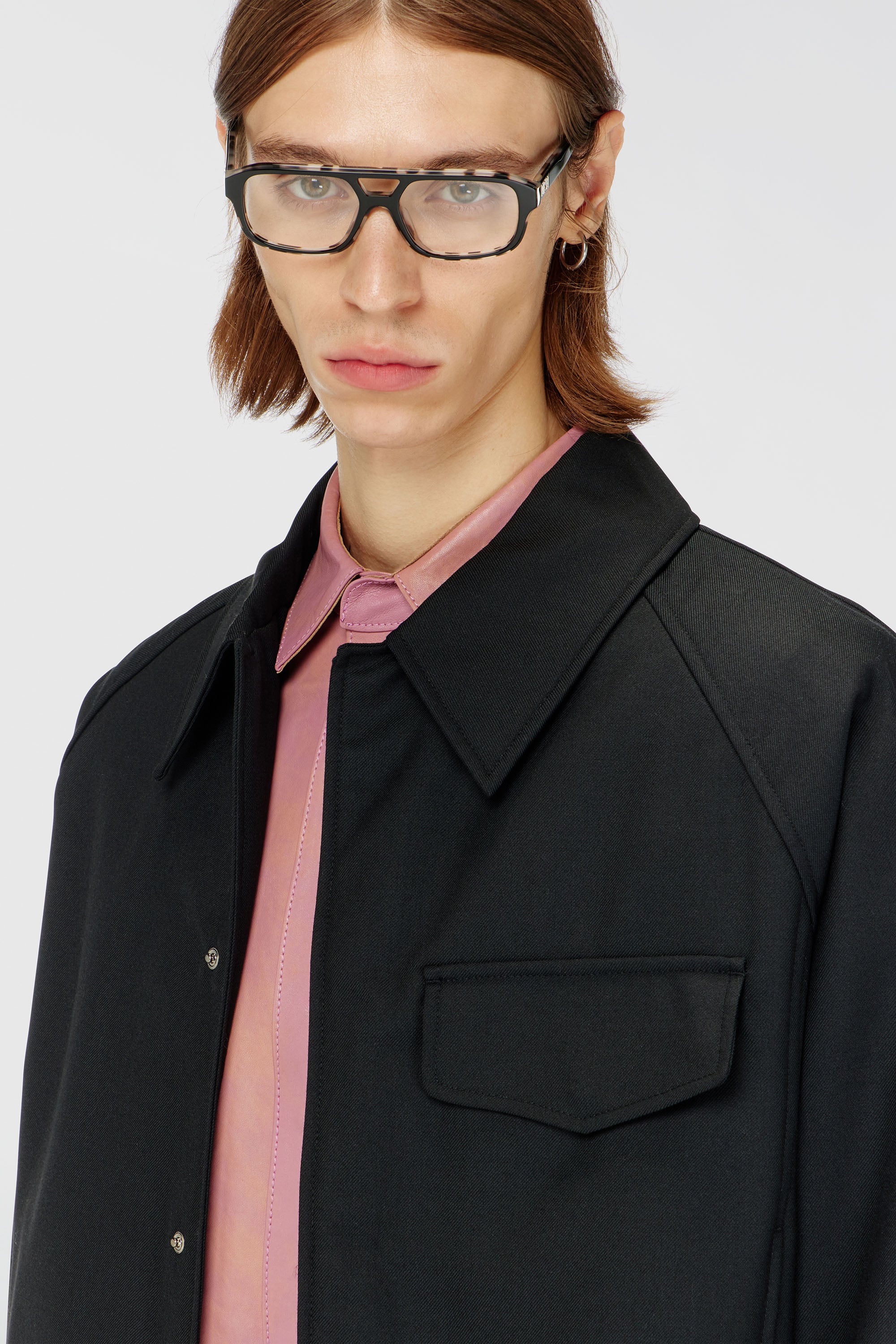 Men's Gathered bomber jacket in wool blend | Black | Diesel TR