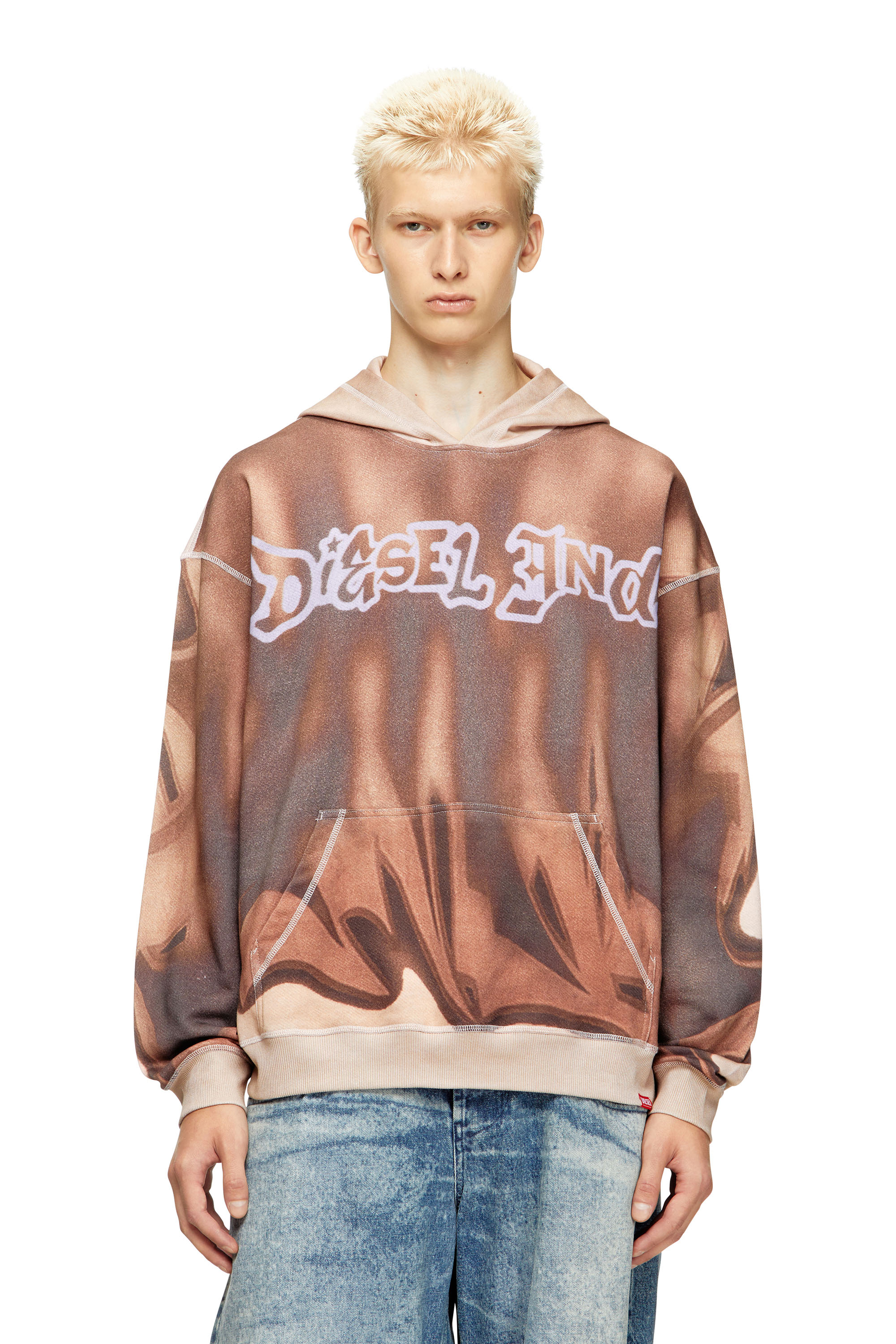 Diesel - S-BOXT-HOOD-SHOW, Man's Hoodie with graffiti print in Brown - 3