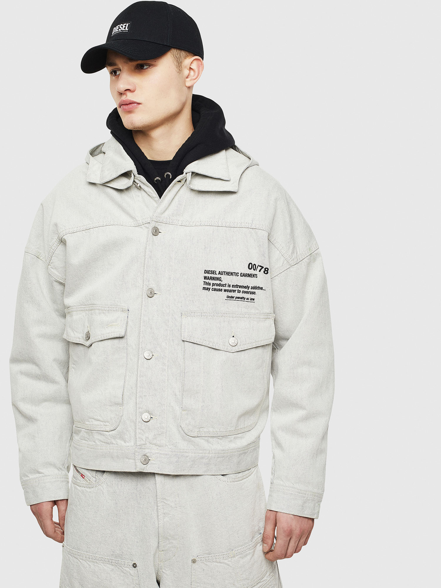 D-EDDY, White Diesel - D-EDDY, White - Denim Jackets - Image 1