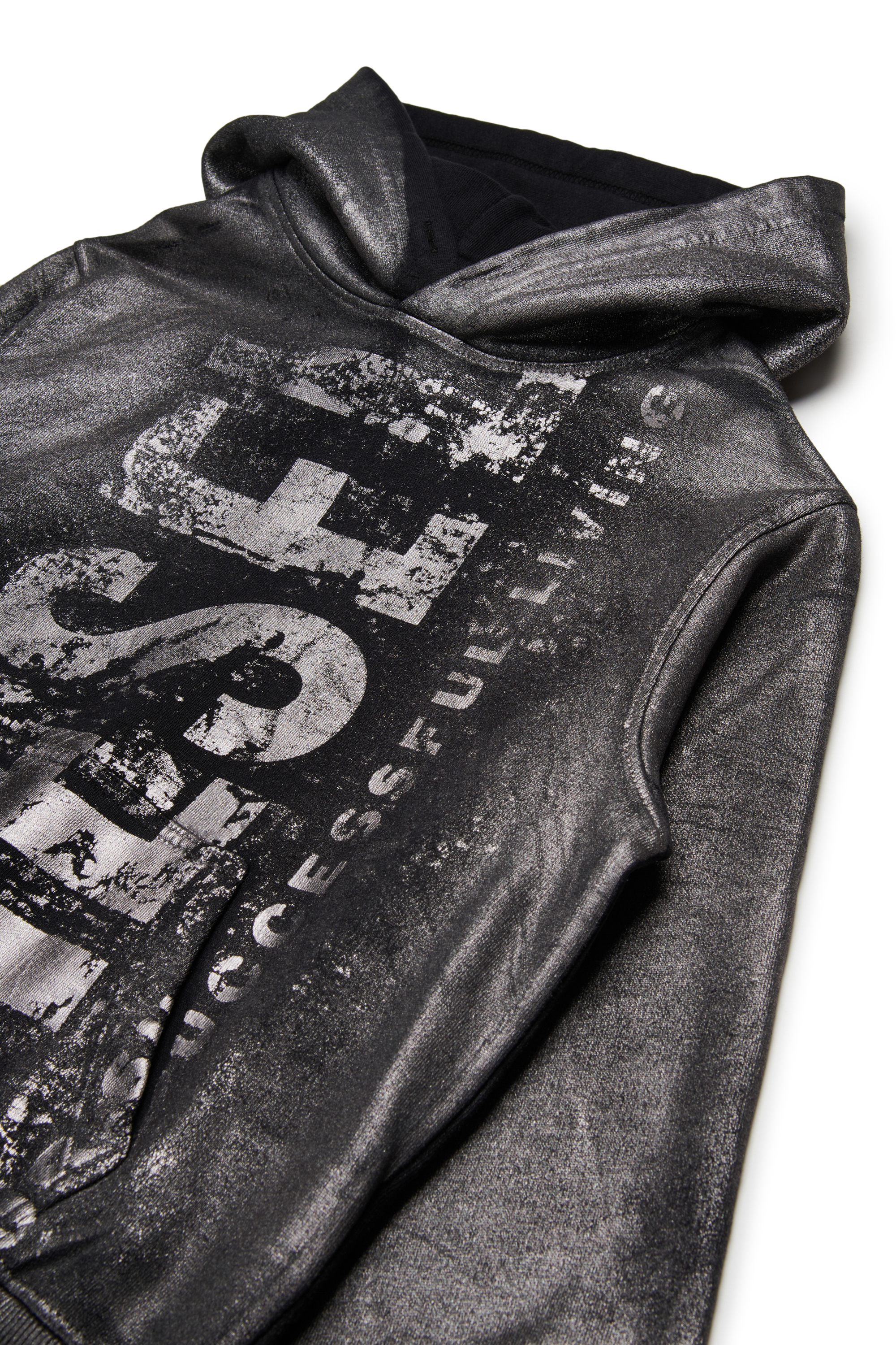 Diesel - SBOXTHOODQ6 OVER, Man's Cotton sweatshirt with printed logo in Black - 3