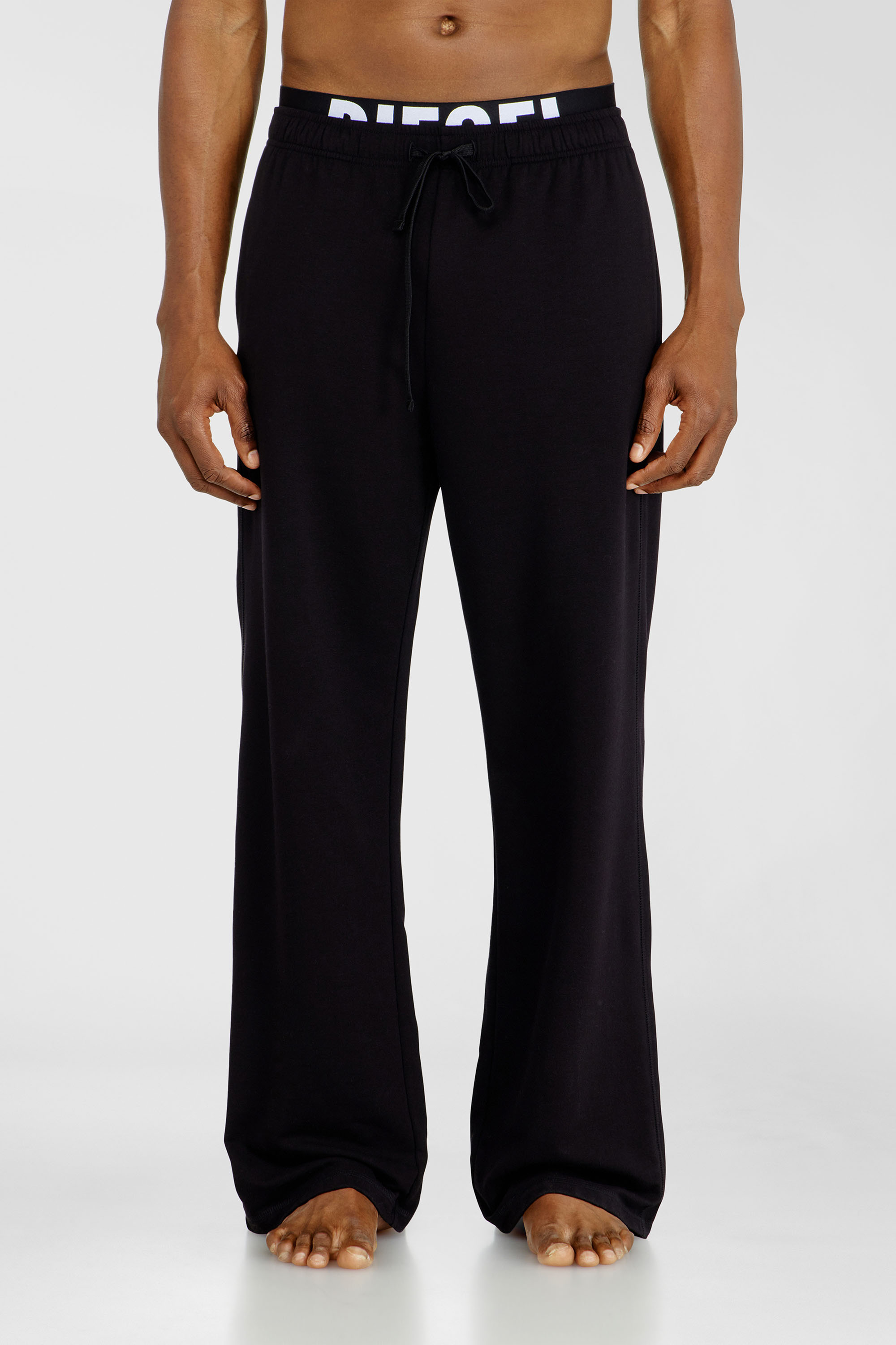 Diesel - BRADLEY-D-POP, Man's Logo-waistband lounge pants in cotton terry in Black - 1