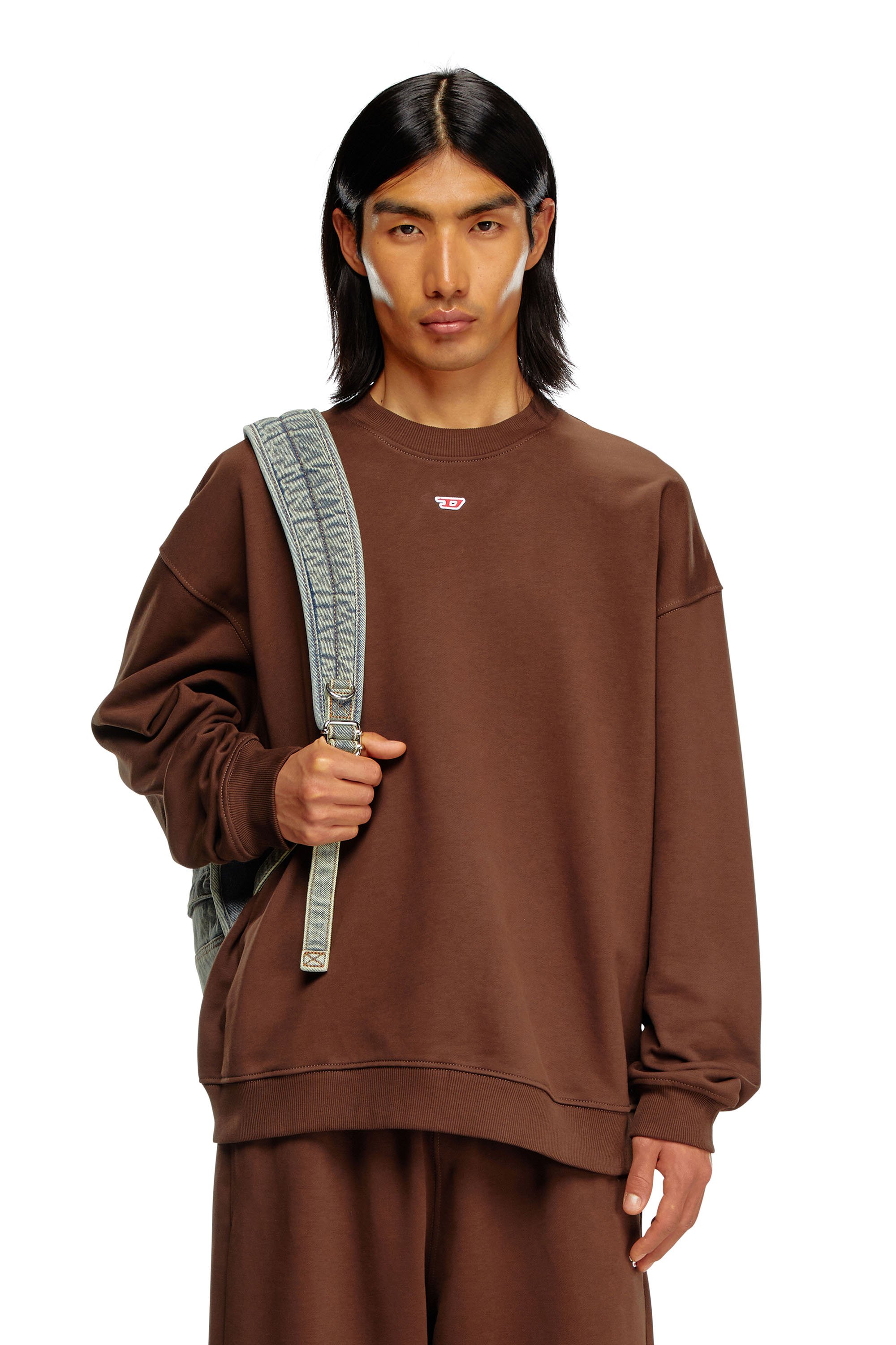 Diesel - S-BOXT-D, Man's Sweatshirt with D logo patch in Brown - 1