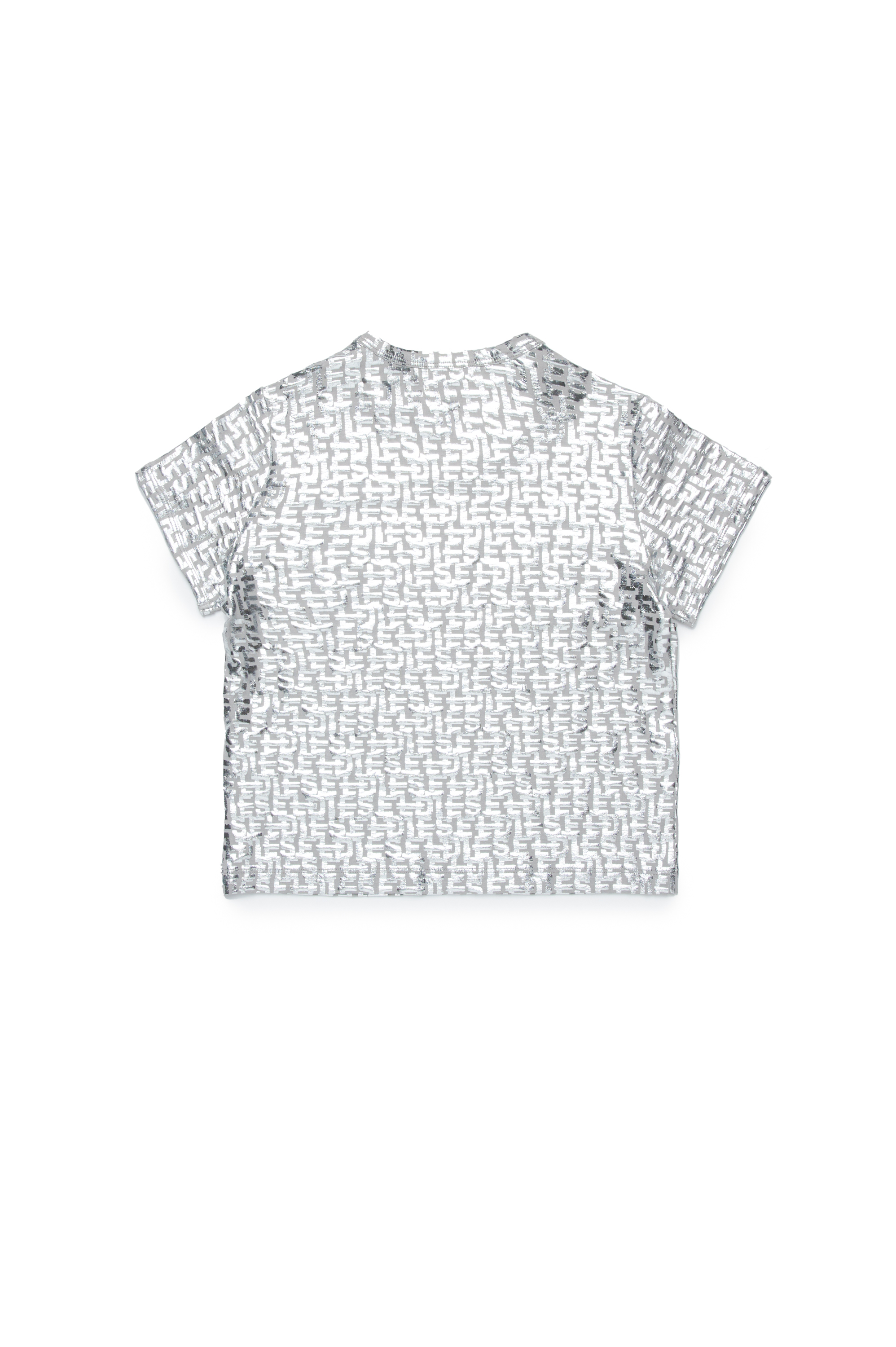 Diesel - TUNCUTIELONGL5, Woman's T-shirt with Diesel monogram foil print in Silver - 2