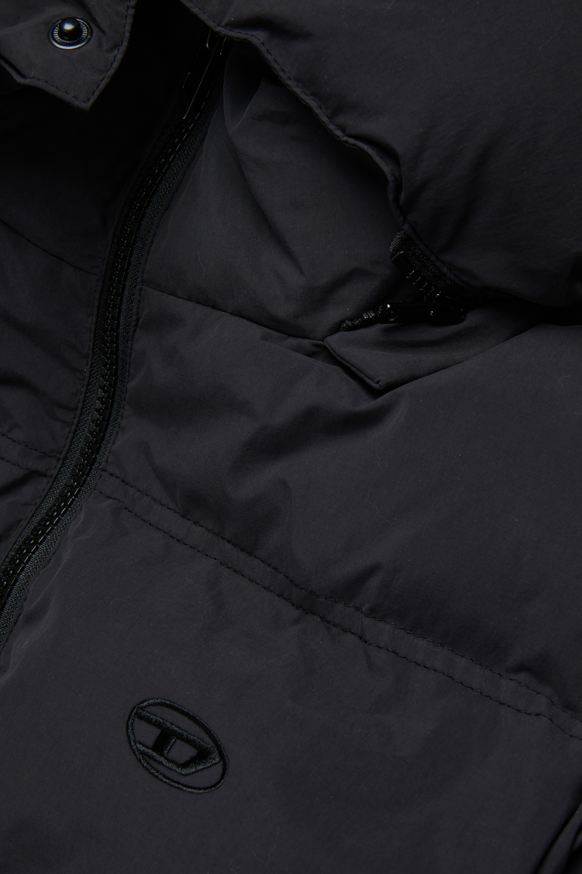 Diesel - JWRAVEELLONG, Unisex's Long nylon jacket with hood in Black - 4