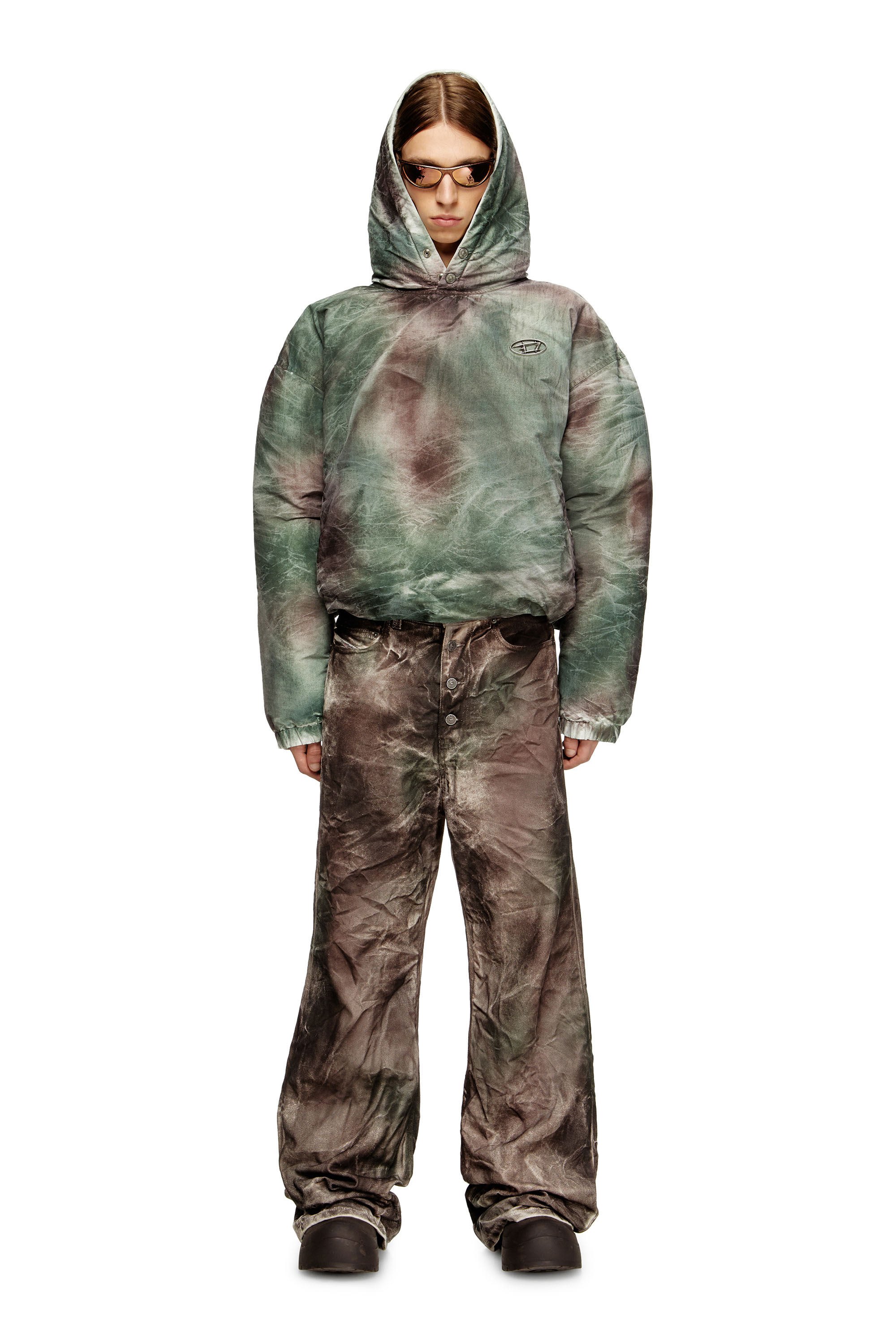 W-THUG-JKT-PUFFY, Brown/Green