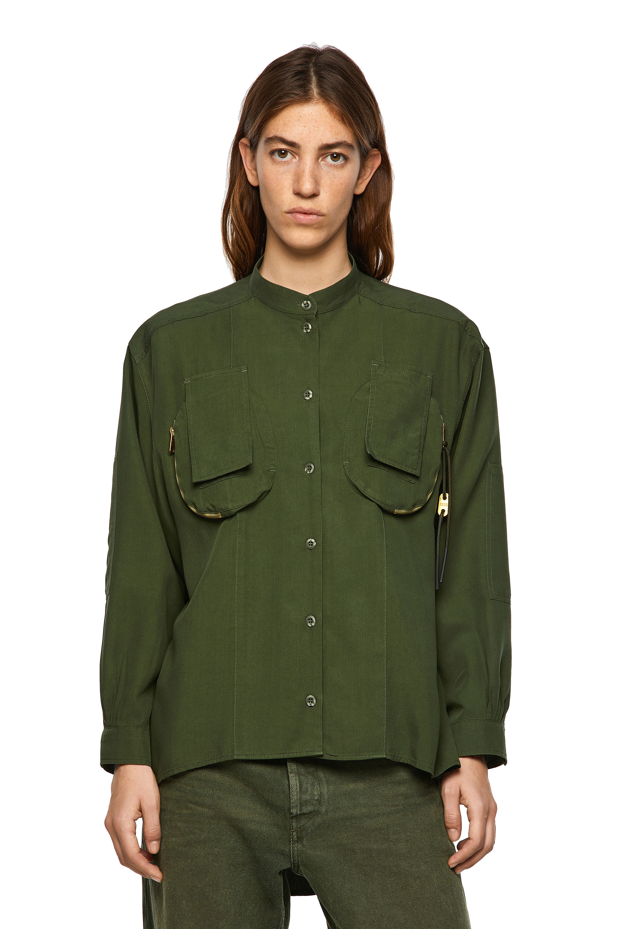 C-EILEEN, Olive Green Diesel - C-EILEEN, Olive Green - Shirts - Image 1