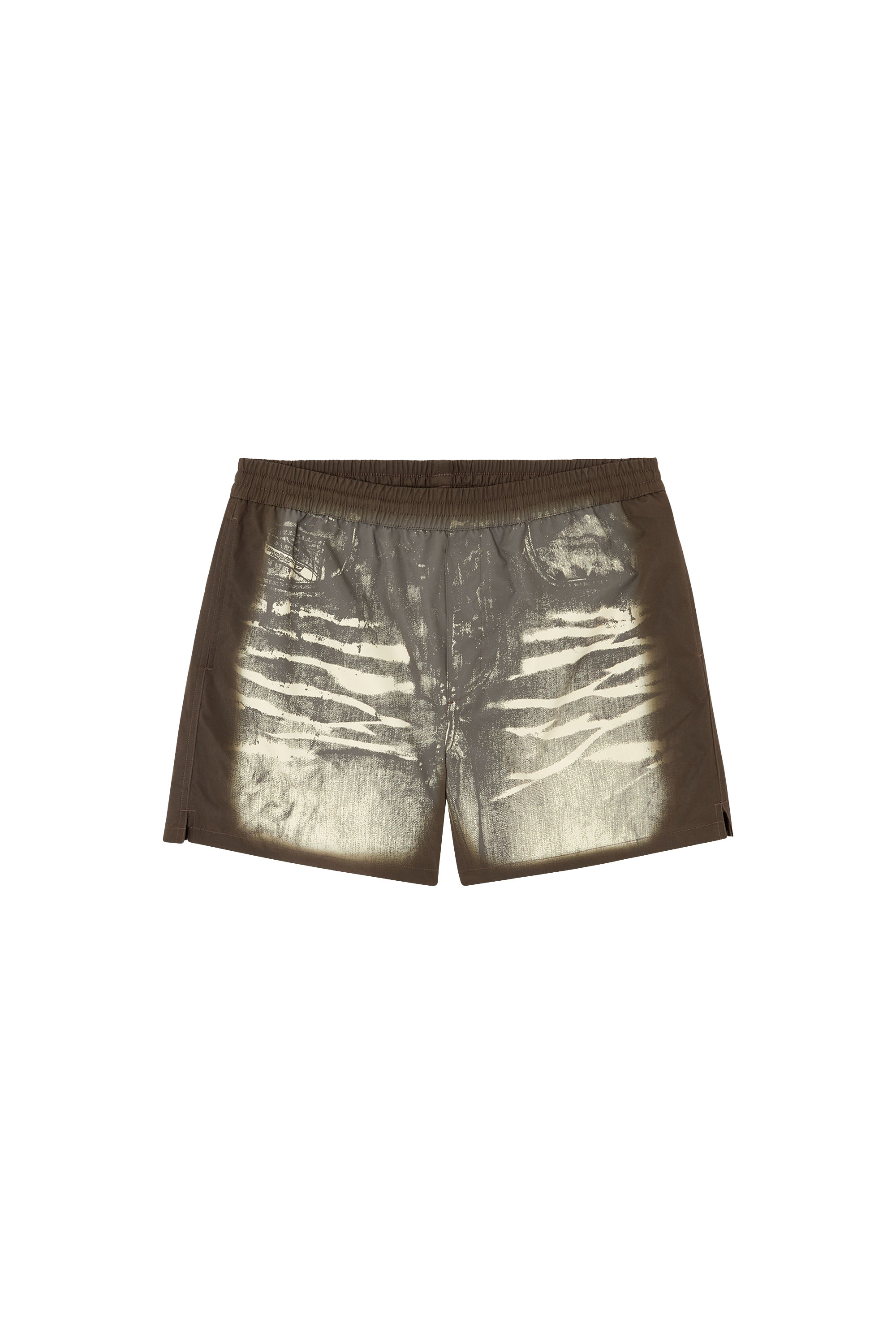 Diesel - RIO-41-DNM, Man's Mid-length swim shorts with denim print in Brown - 3