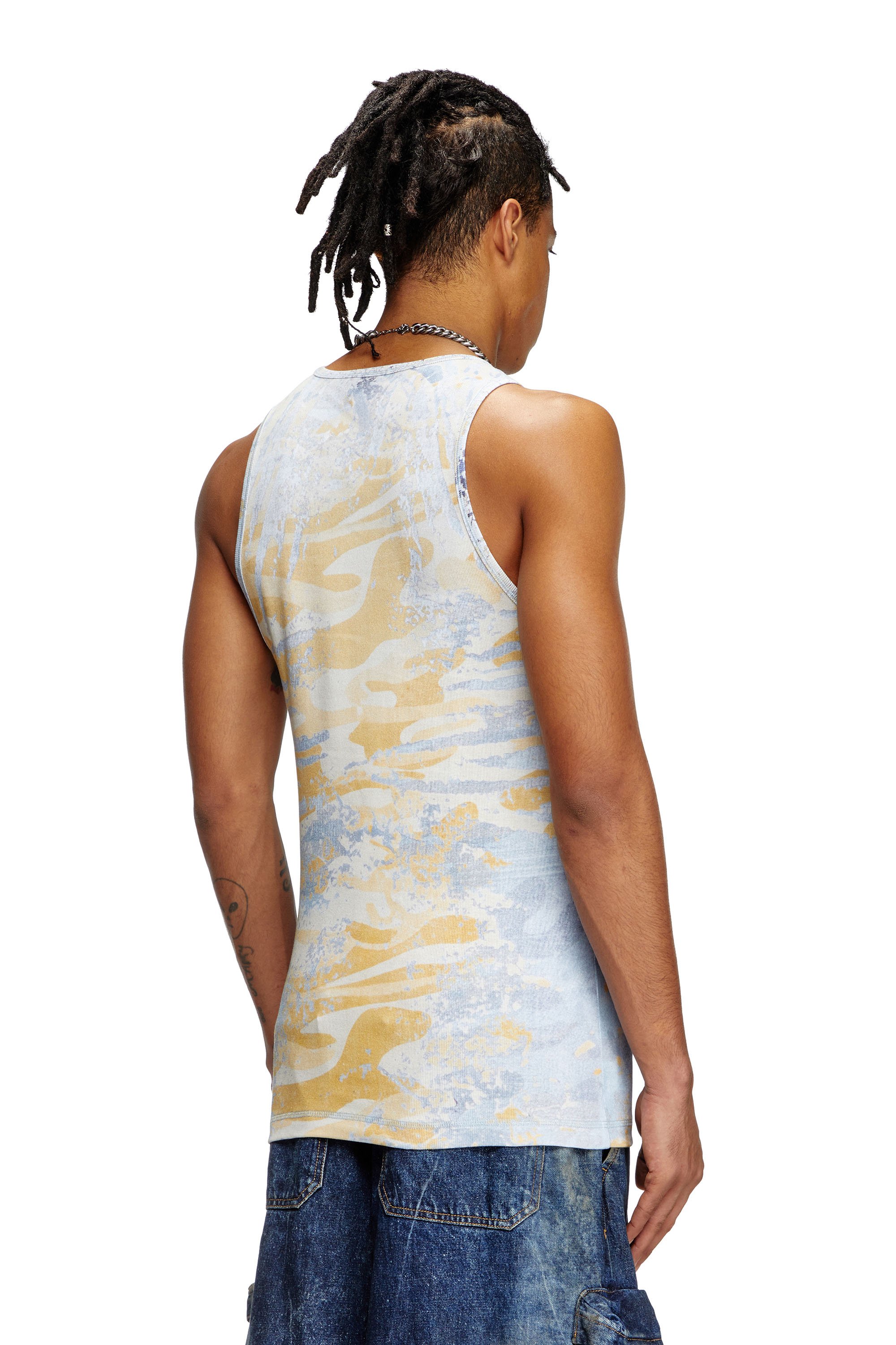 Diesel - T-LIFTY-DD, Unisex's Camo tank top in stretch cotton in Blue/Yellow - 5