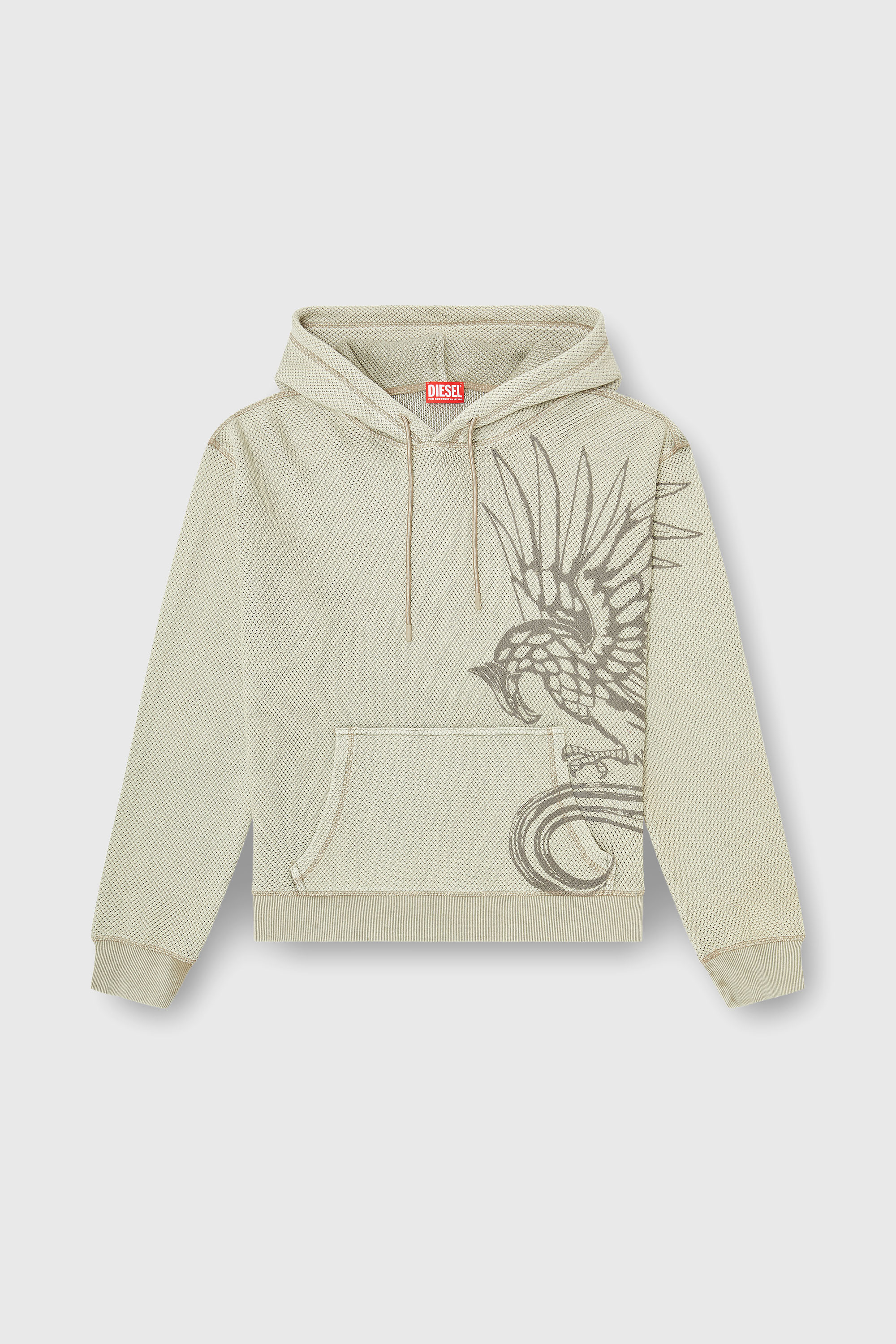 Diesel - S-NORM-HOOD-AA1, Man's Hoodie in textured cotton mesh in Beige - 4