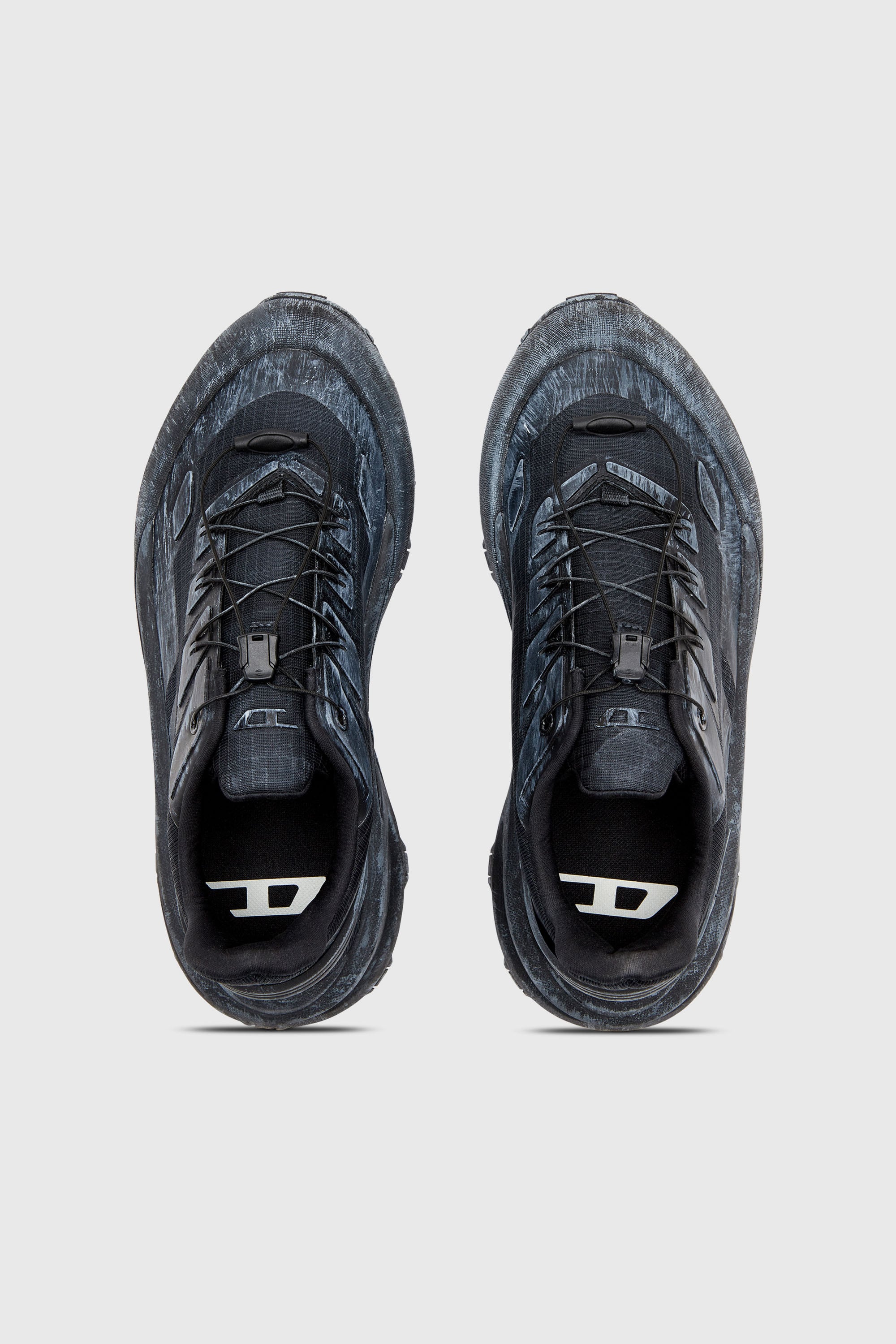 Men's D-Cage-Distressed chunky sneakers in ripstop | Black | Diesel TR