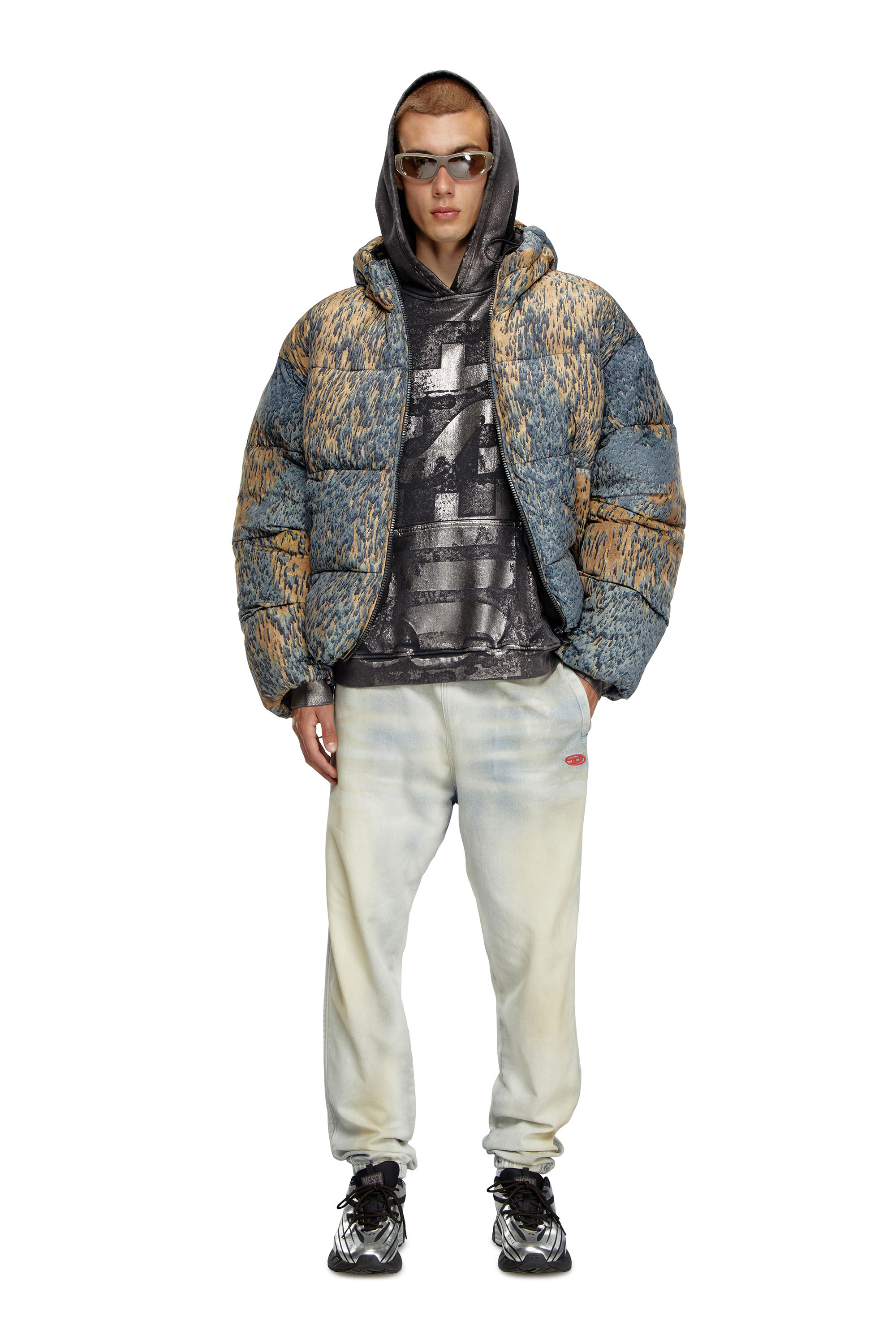 Diesel - S-BOXT-HOOD-Q6, Man's Metallic hoodie with logo in Black - 1