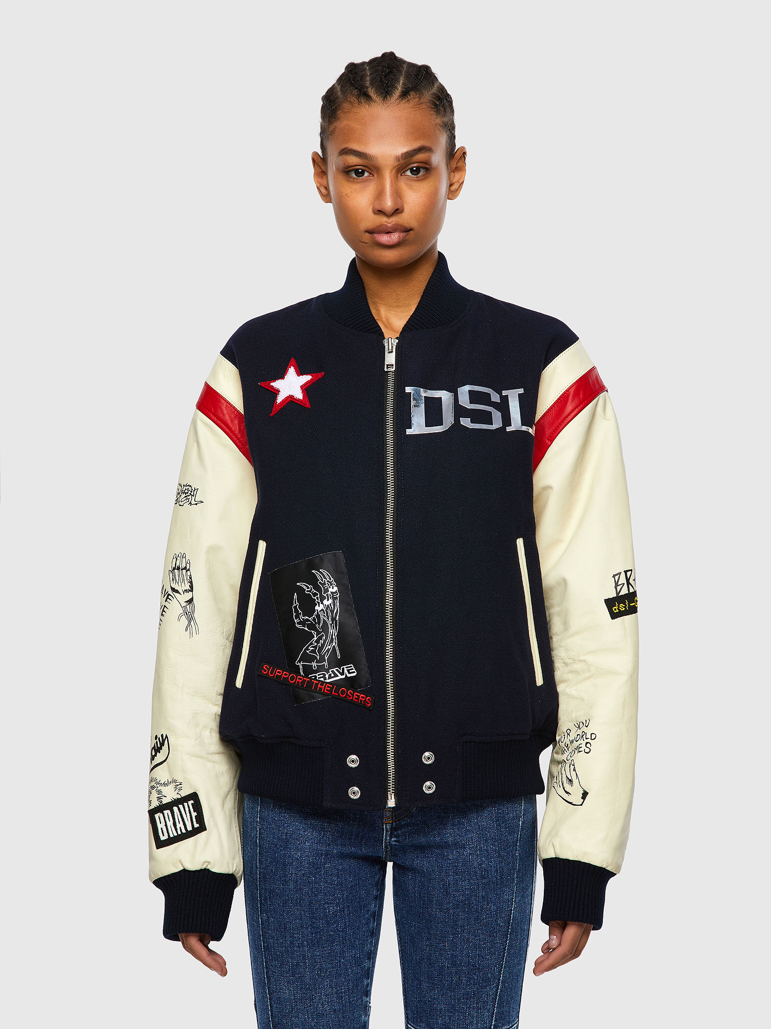 L-COHEN, White/Blue Diesel - L-COHEN, White/Blue - Leather jackets - Image 1