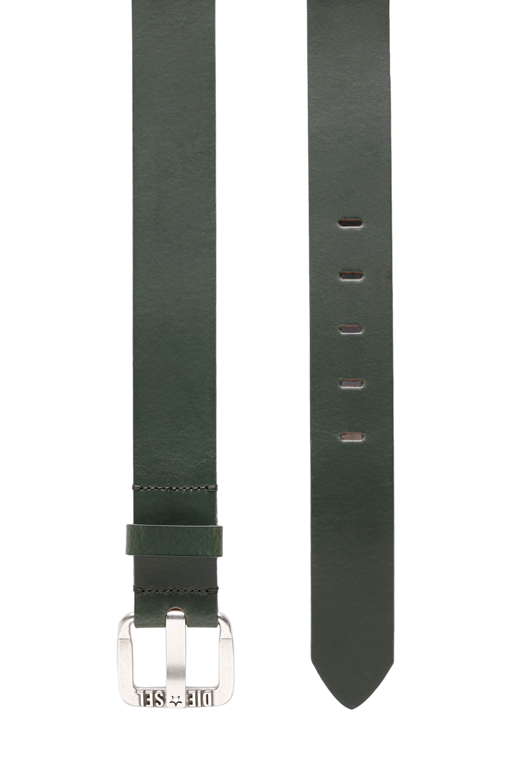 Diesel - B-STAR II, Man's Leather belt with metal star logo buckle in Green - 3