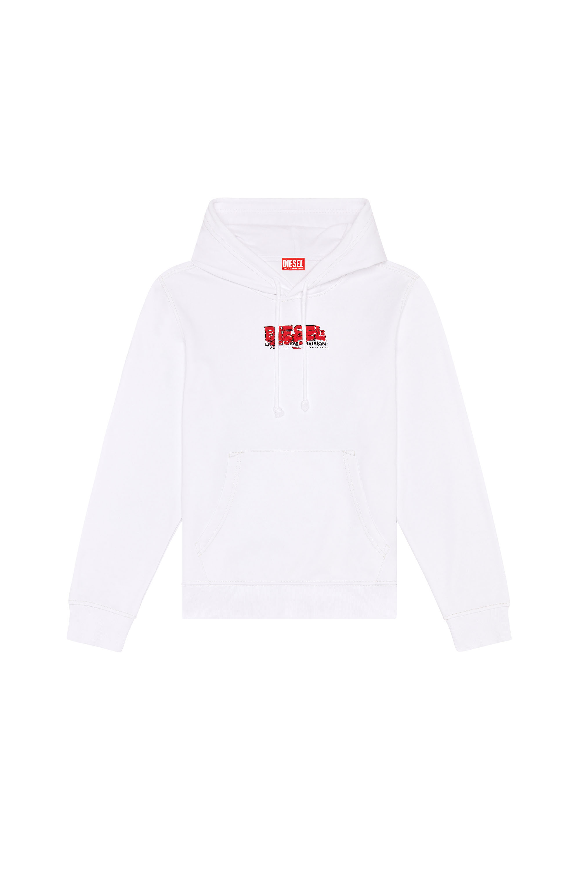 Diesel - S-GINN-HOOD-K37, Man's Hoodie with glitchy logo in White - 2