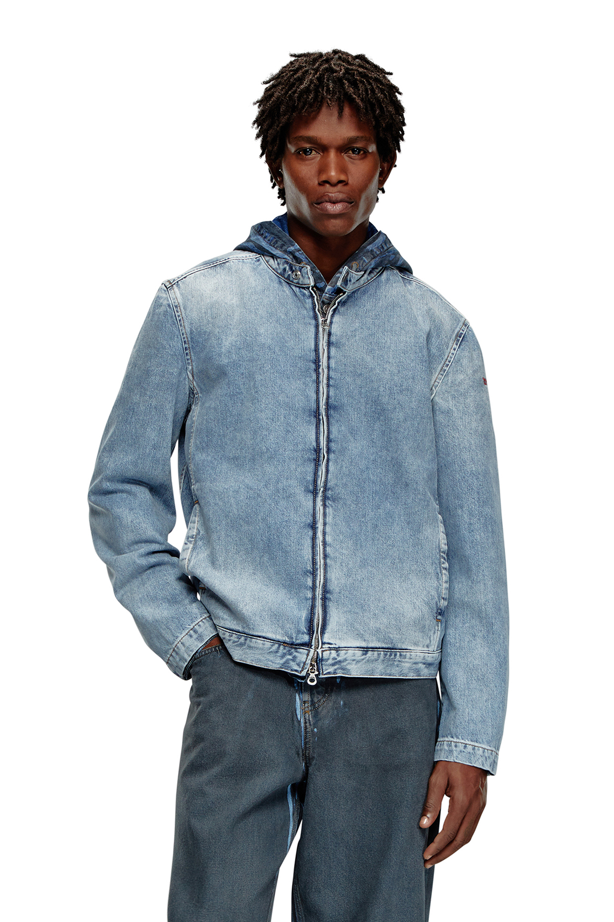 Diesel - D-GLORY, Man Zipped jacket in denim in Blue - Image 1
