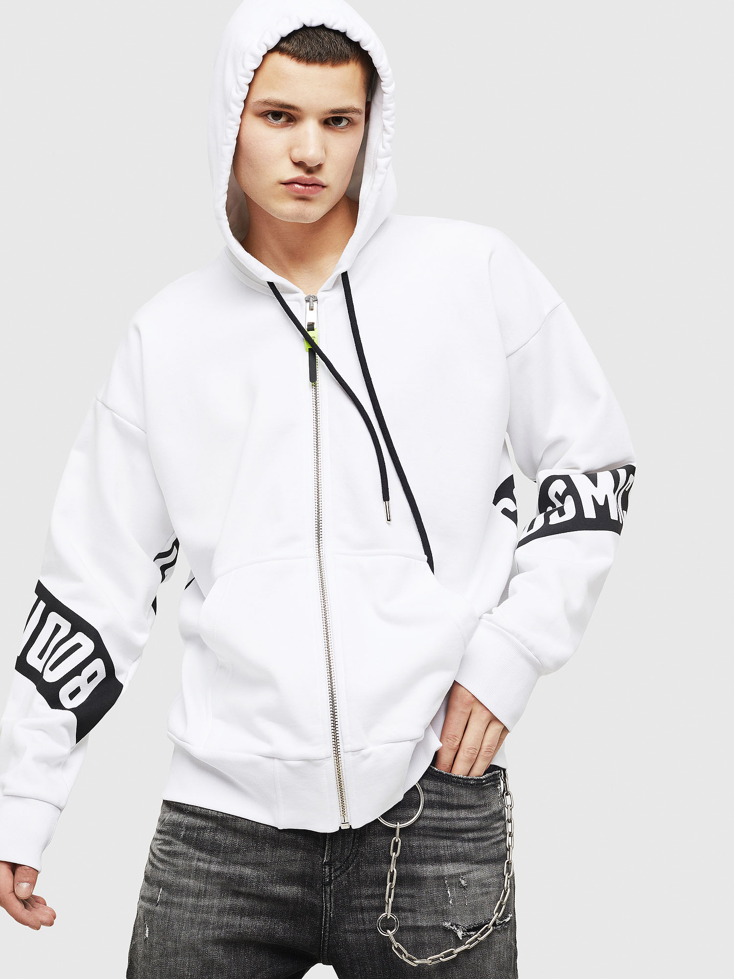 S-ALBY-ZIP-A1, White/Black Diesel - S-ALBY-ZIP-A1, White/Black - Sweaters - Image 1