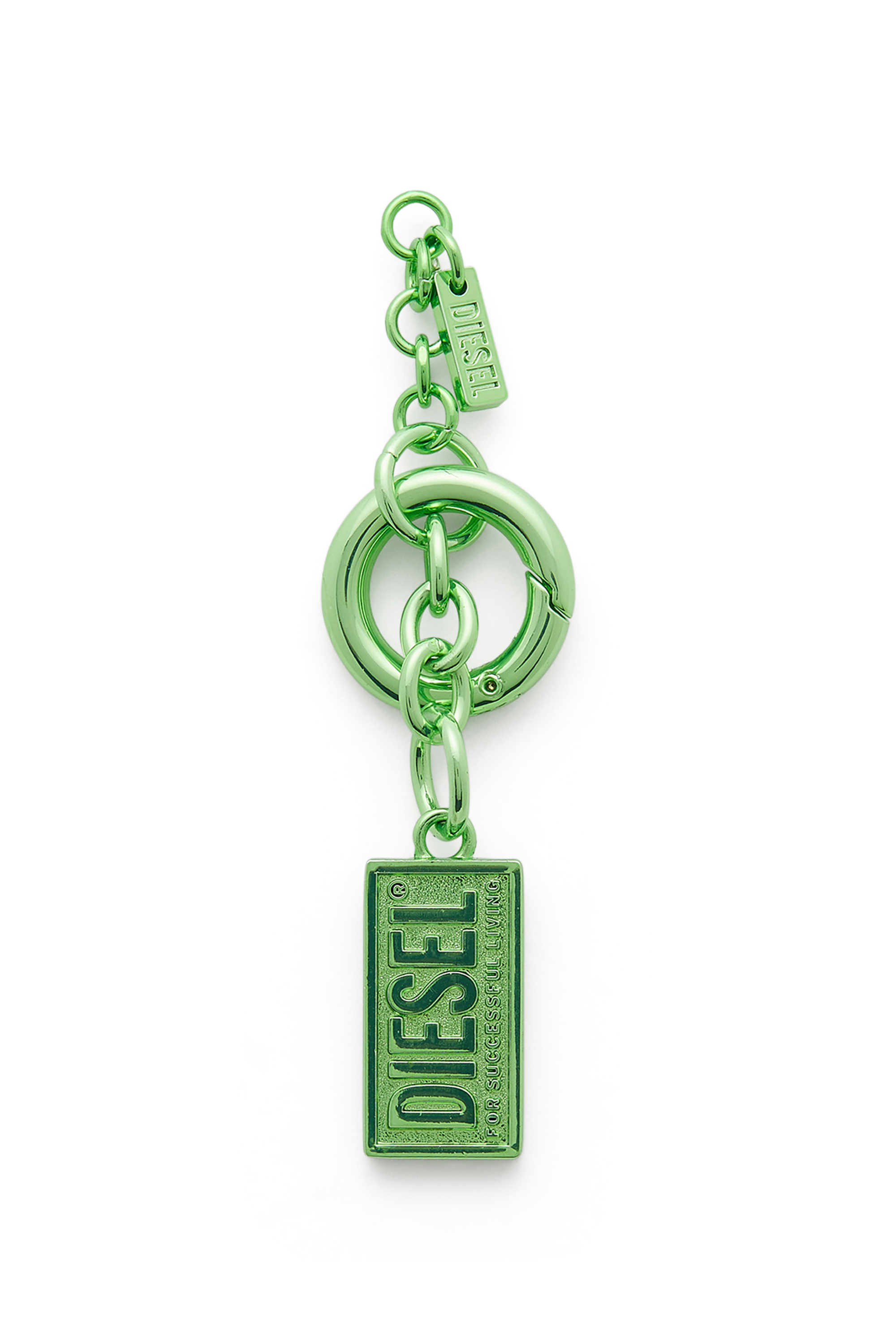 Diesel - CHARM-BISCOTTO, Woman's Metal keyring with Biscotto logo charm in Green - 1