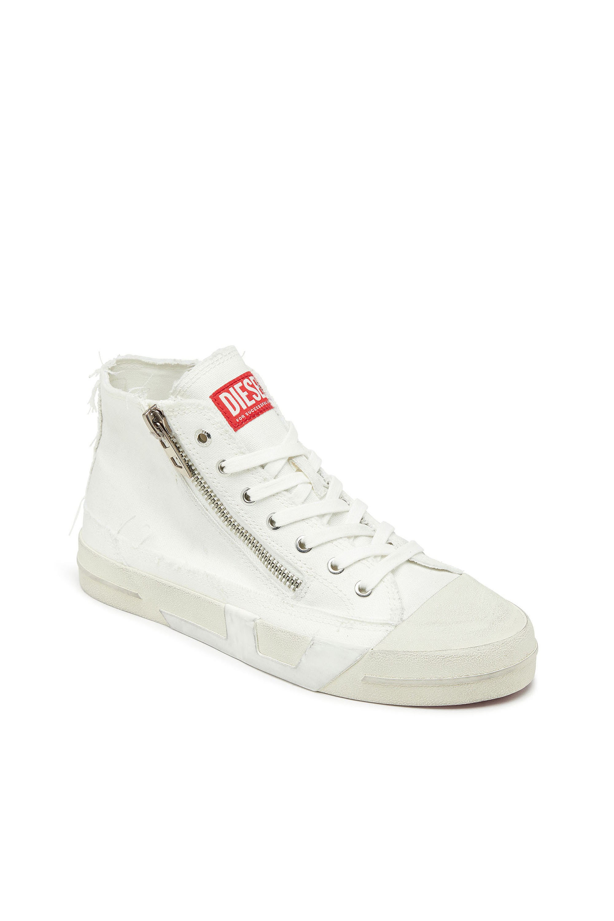 Diesel - S-D-VERSE ZIP MID II, Man's S-D-Verse -  Sneakers in frayed canvas with D logo in White - 6