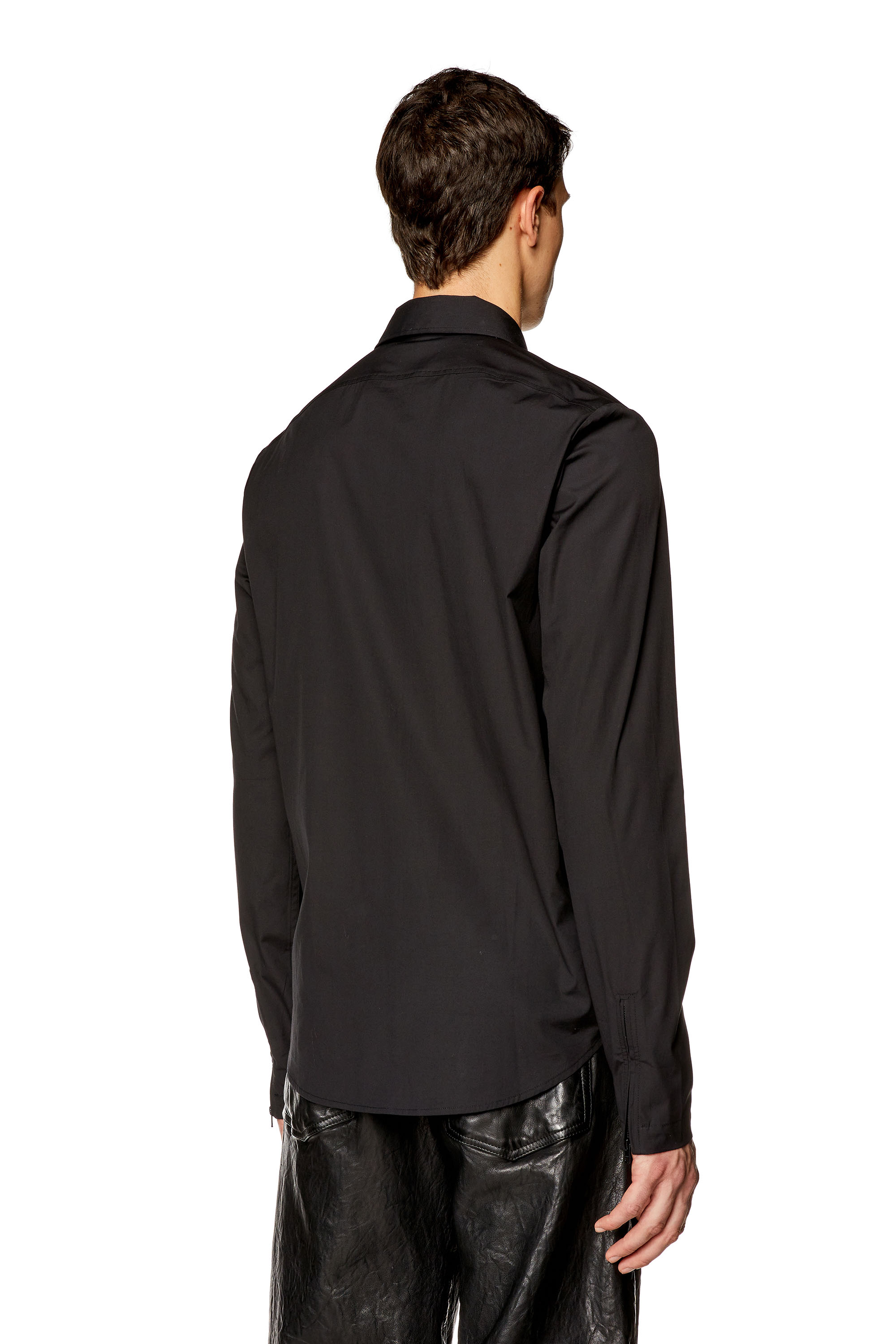 Diesel - S-STUCK, Man's Logo-embroidered zip shirt in Black - 4