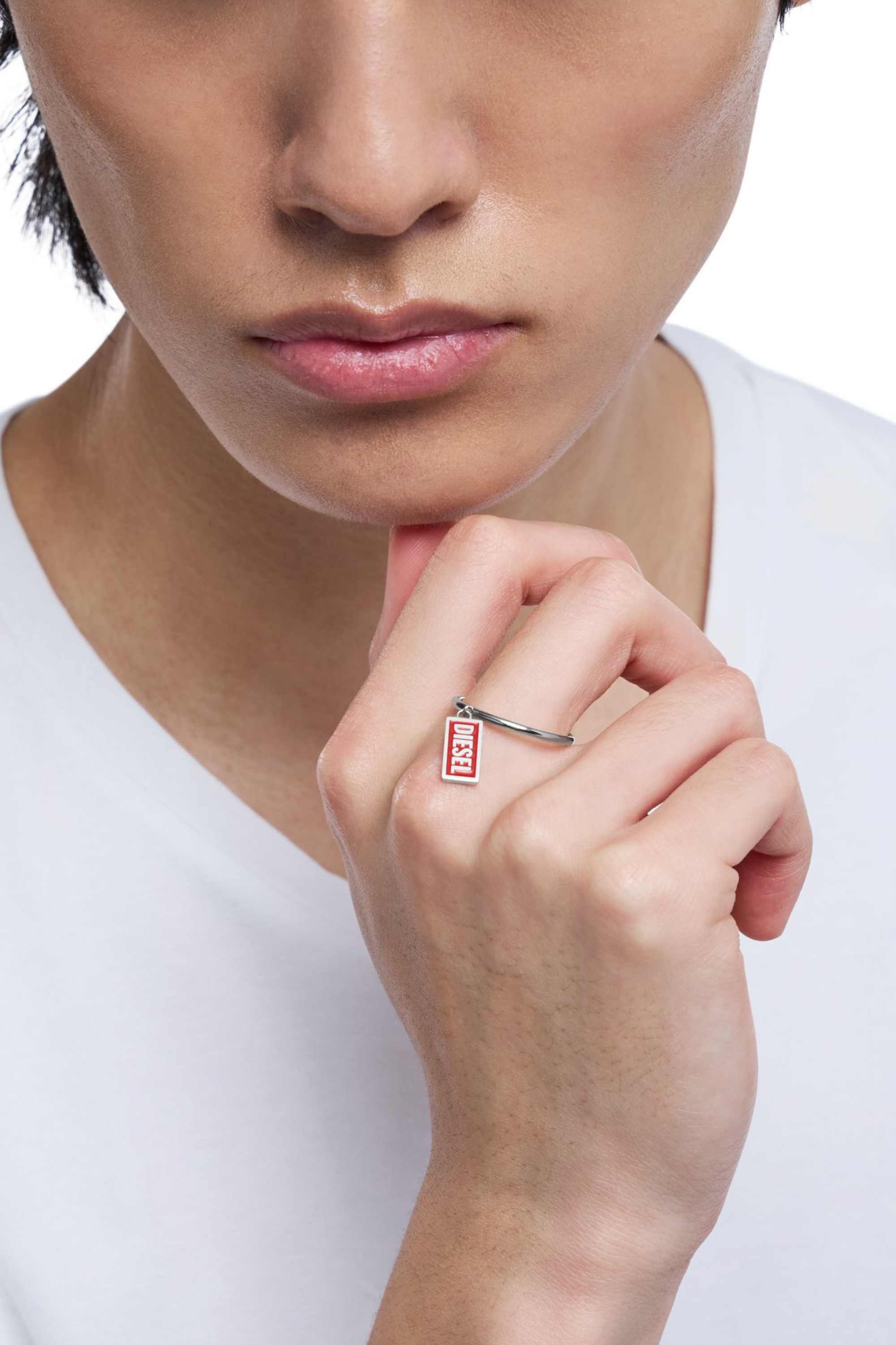 Women's Stainless steel logo charm ring | Red | Diesel {{Country}}