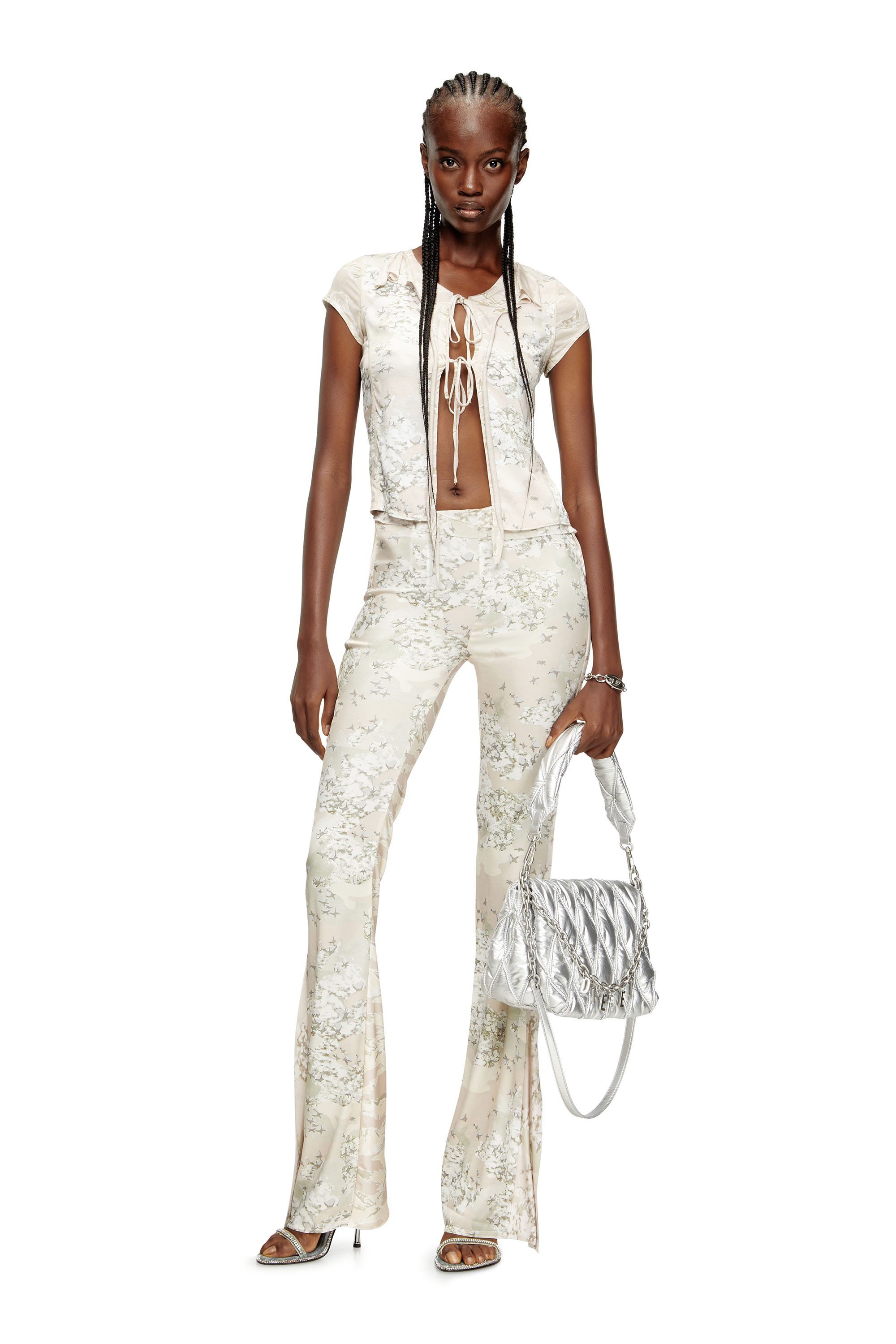 Diesel - P-AFFAL, Woman's Jazz pants with mixed camo prints in Beige - 2