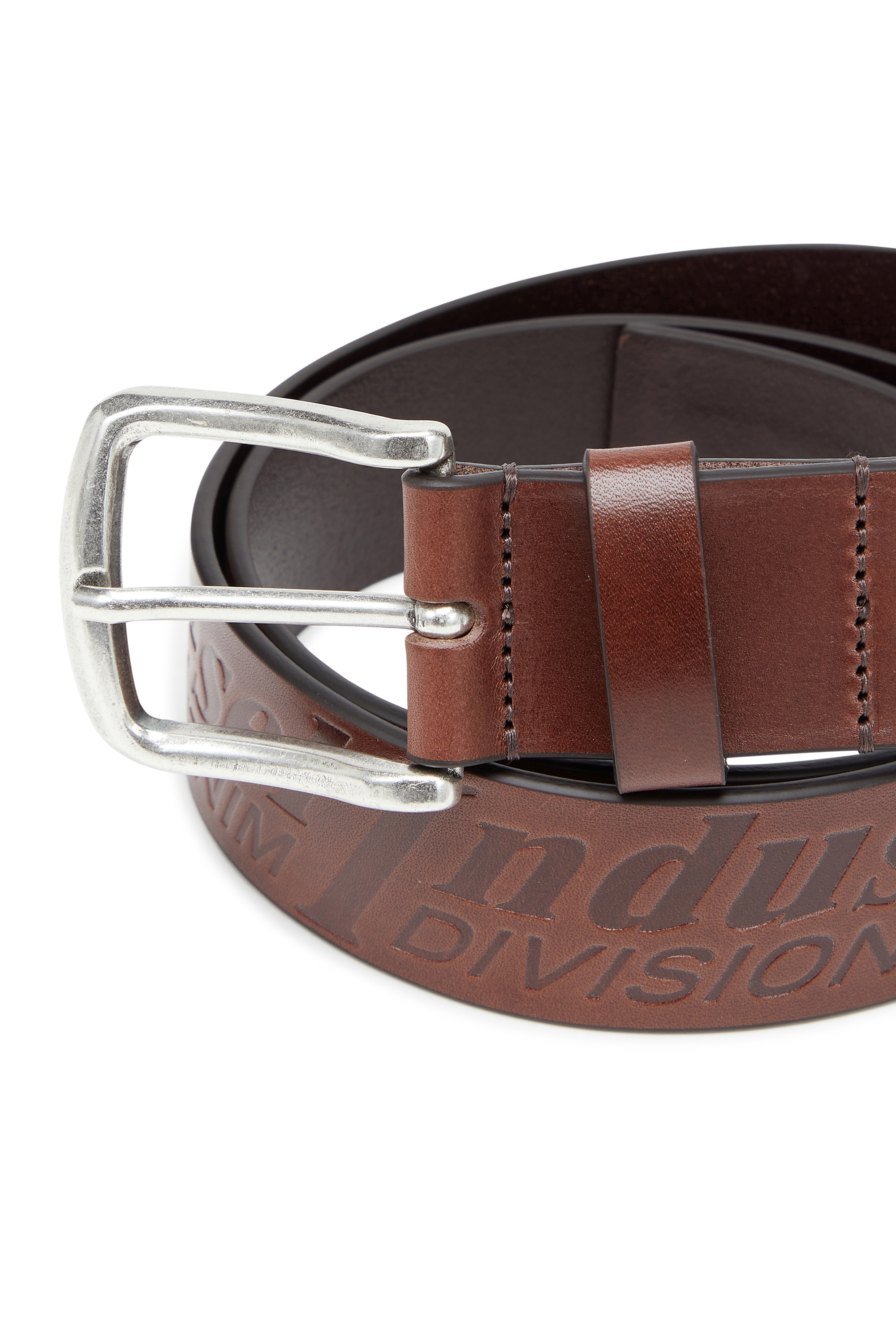 Diesel - B-FLAG-D EMBOSSED, Man's 4 cm leather belt with engraved logo in Brown - 3