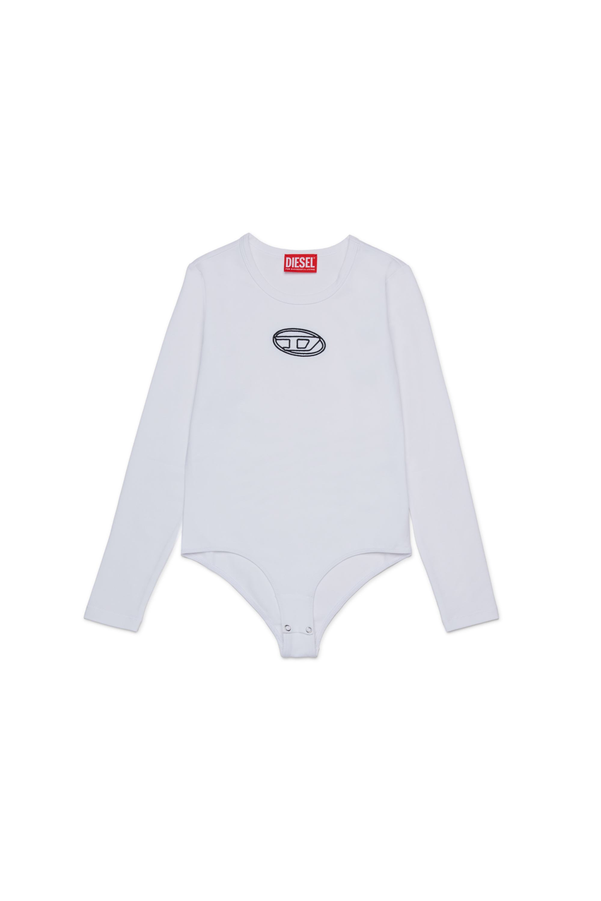 Diesel - BALAT, Woman's Cotton bodysuit with long sleeves in White - 1